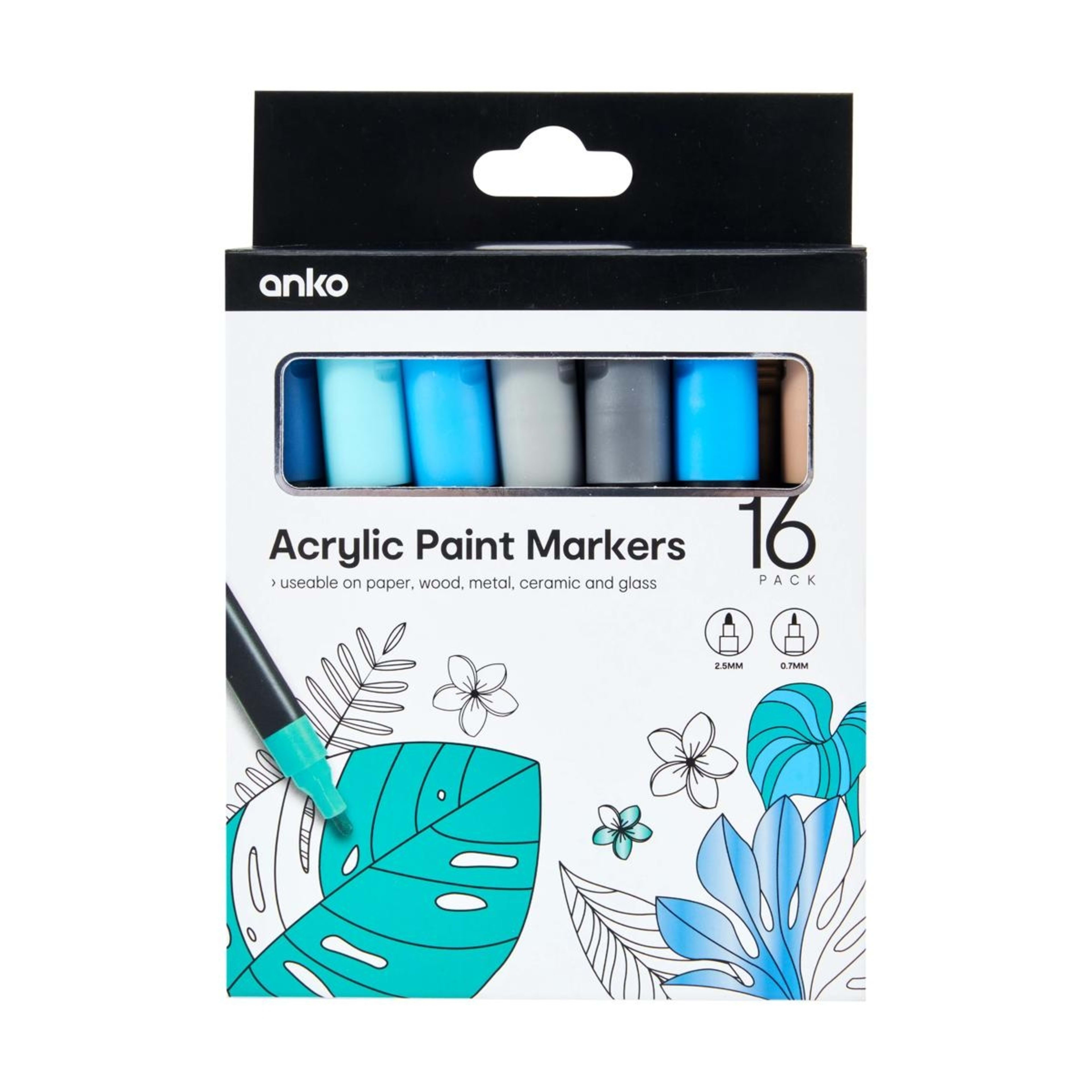 1 16 Pack Acrylic Paint Markers - Tonal Blue