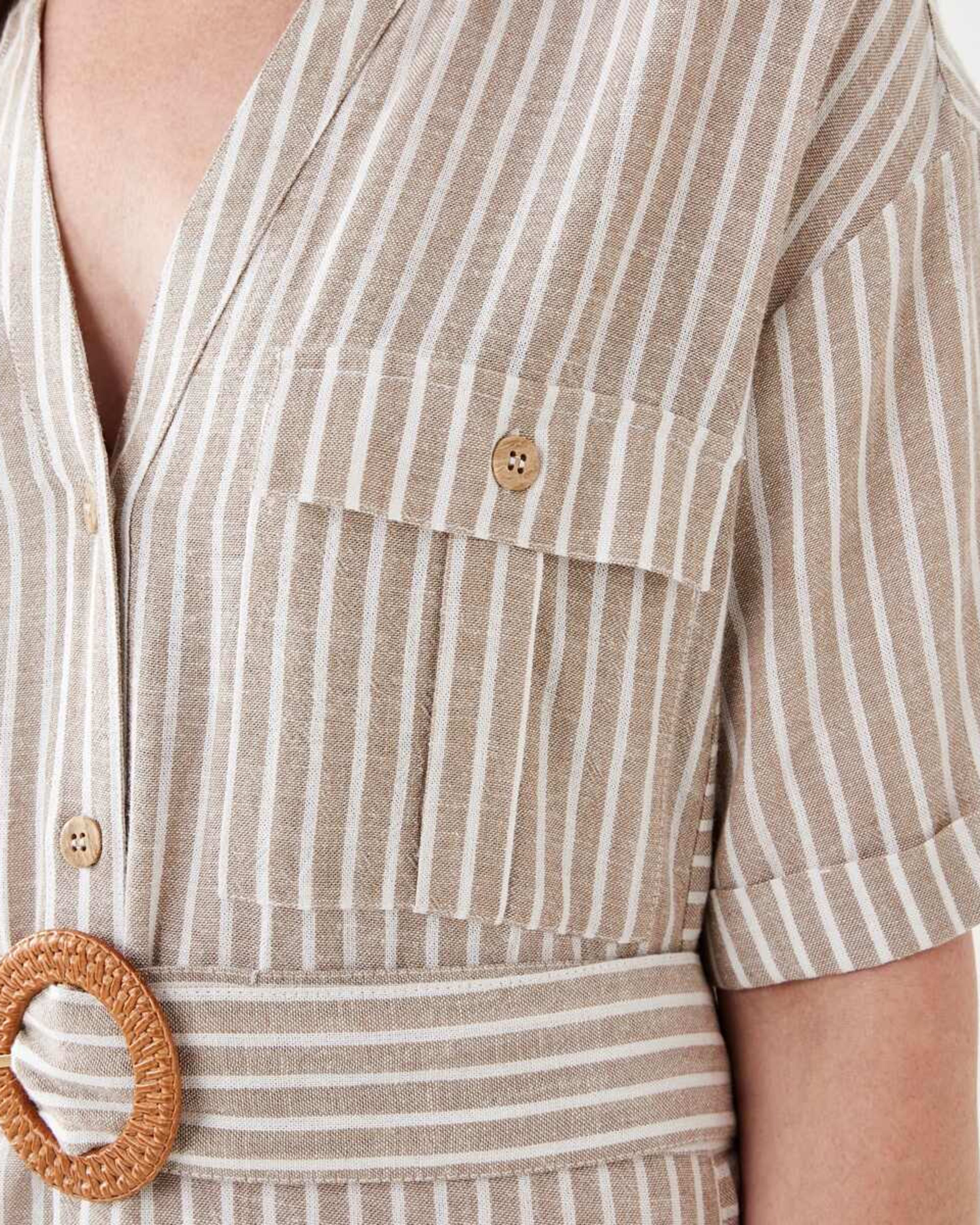 5 Short Sleeve Utility Shirt Midi Dress RESORT STRIPE DUNE BEIGE, 5 of 7