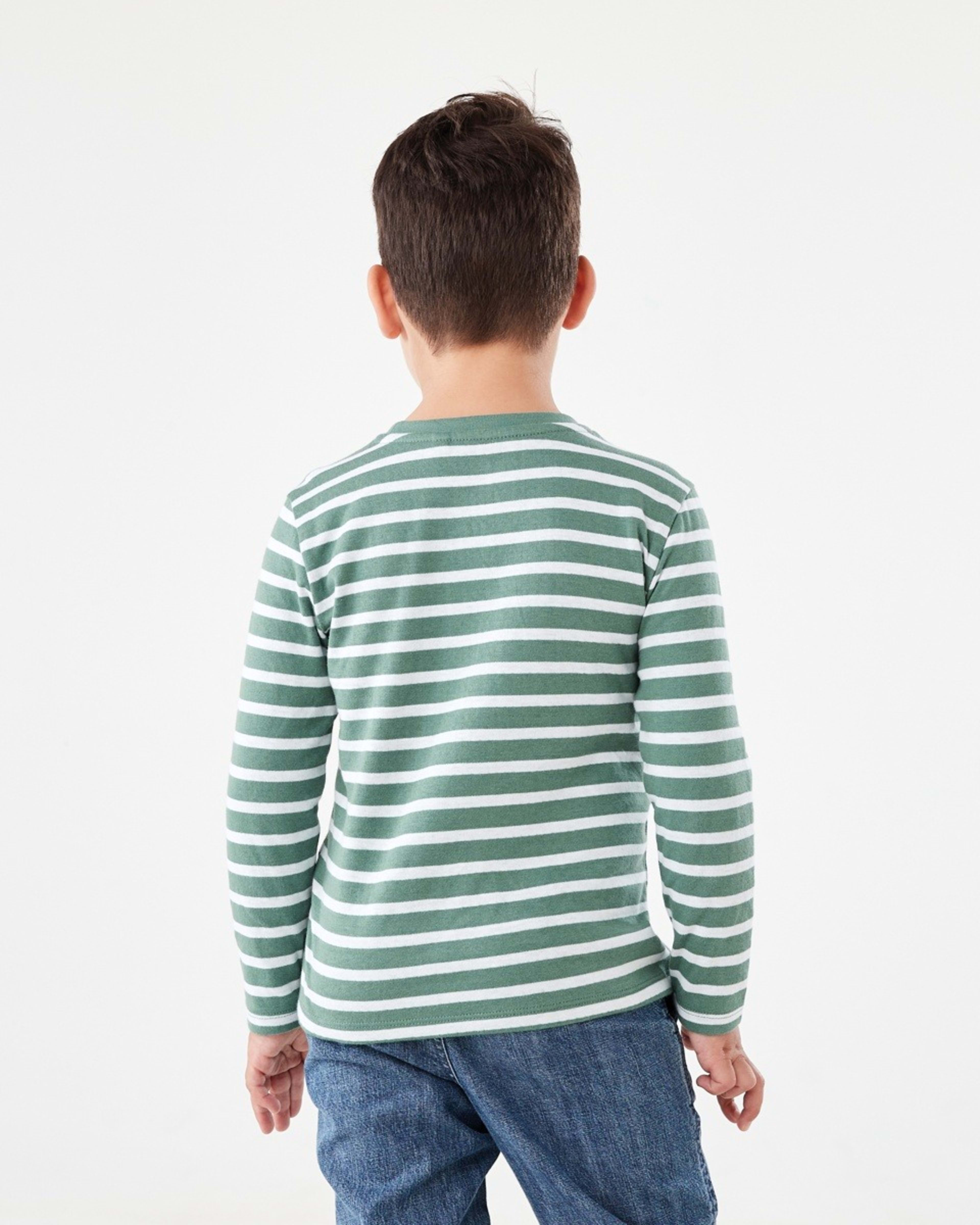 2 Double Cloth Stripe T-shirt Stripe Pine Green, 2 of 9