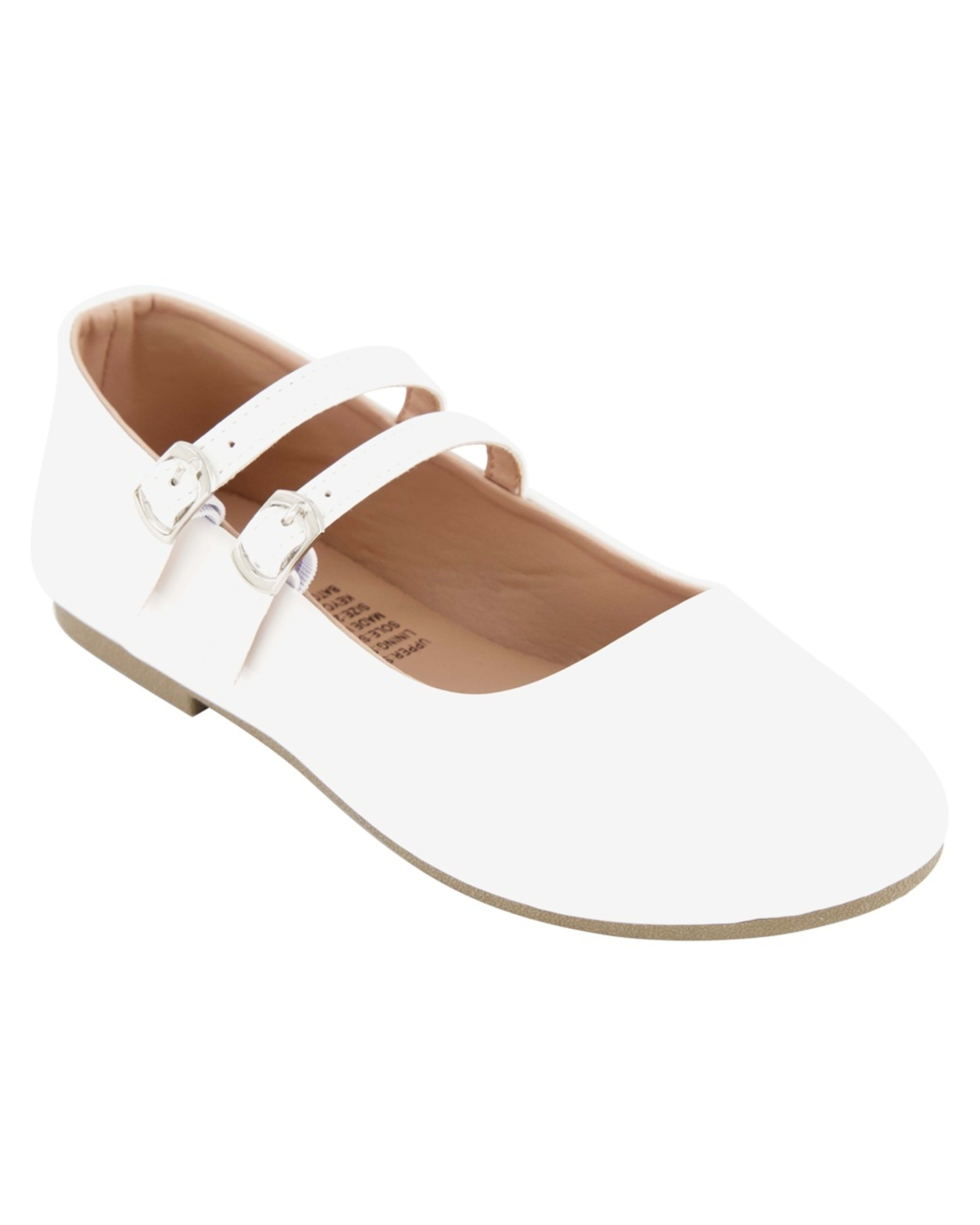 1 Senior Double Buckle Flats White, 1 of 5