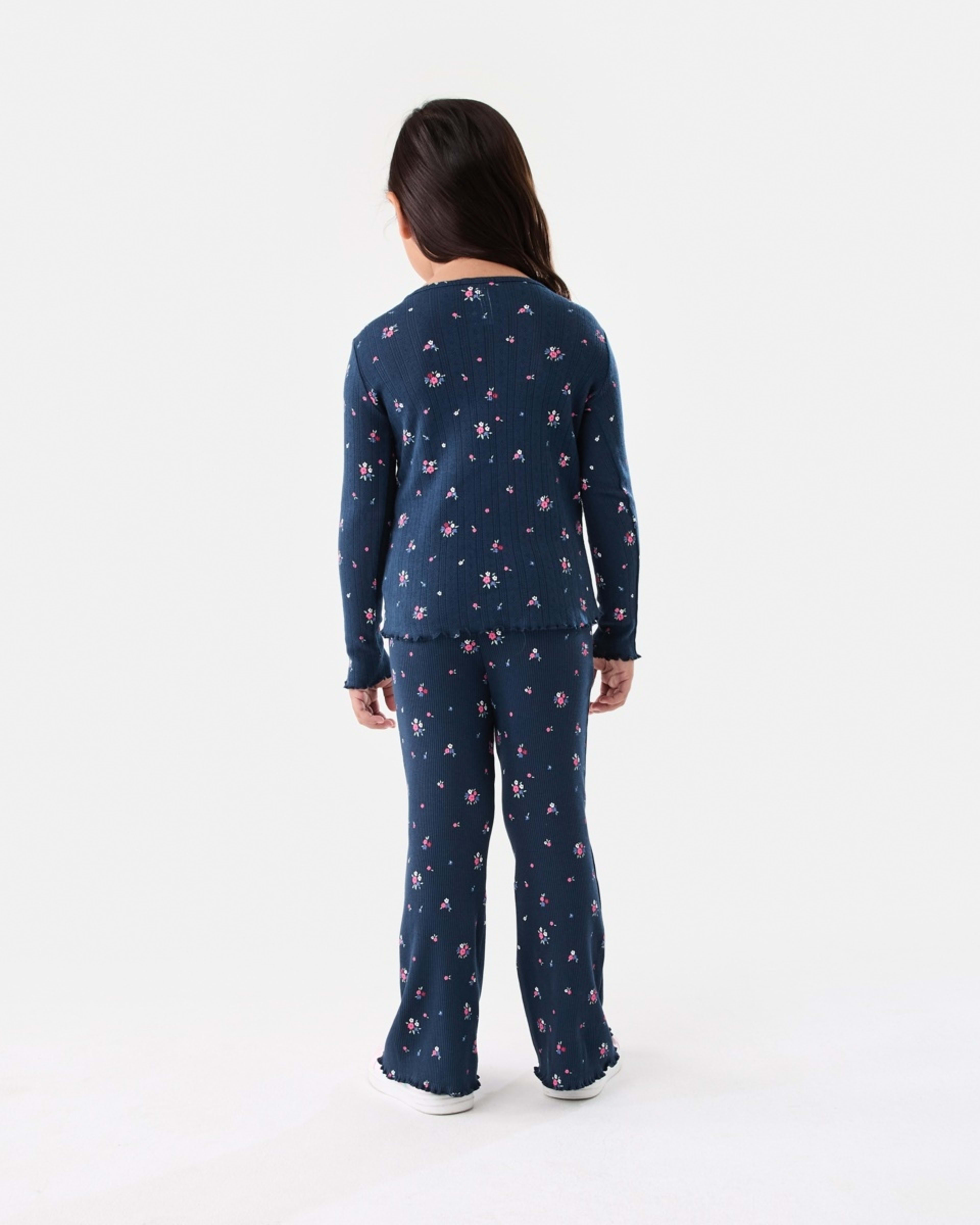 6 Rib Flare Leggings Ditsy Floral Bouquet Navy, 6 of 8