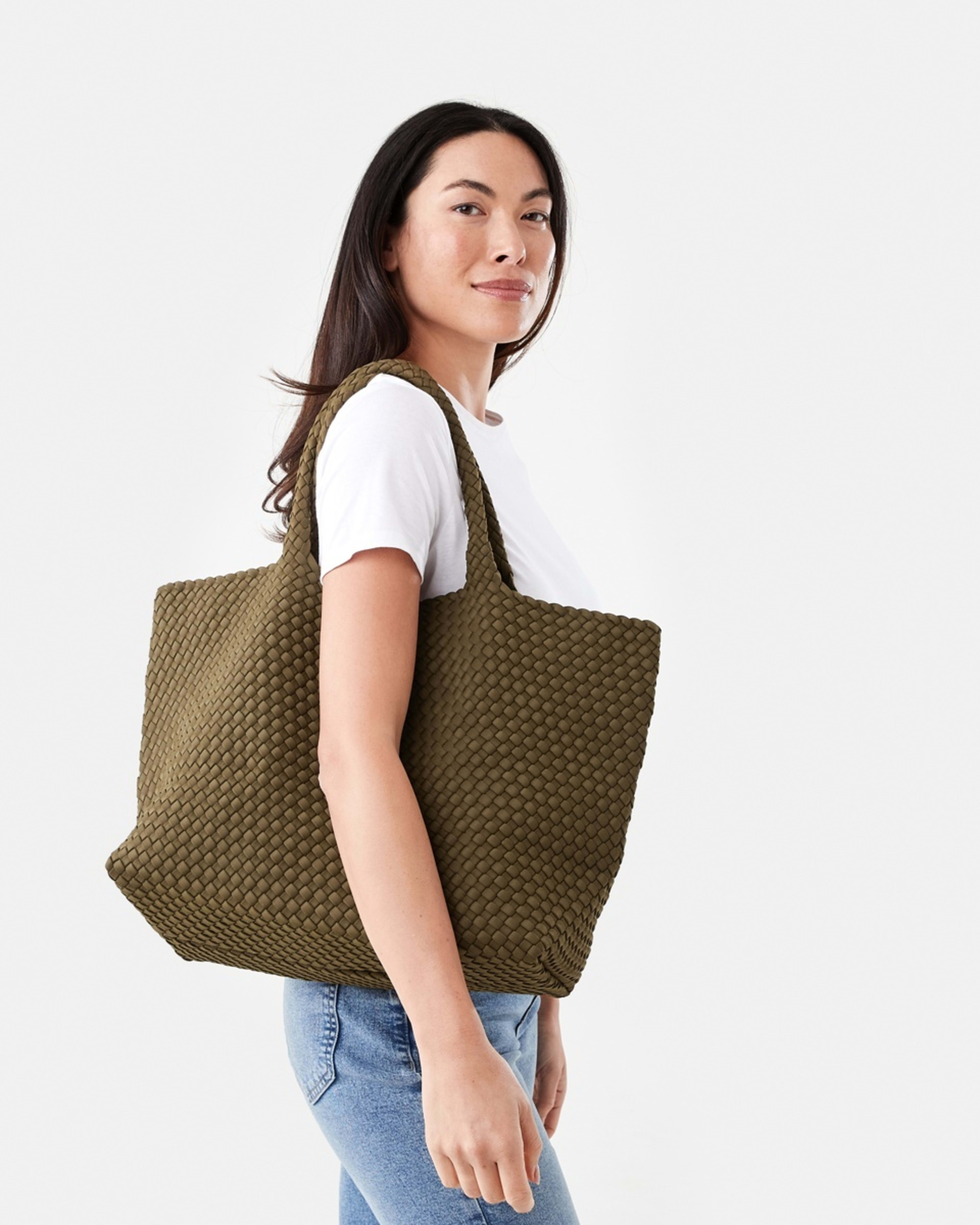 5 Weave Tote Bag KHAKI MOSS, 5 of 6
