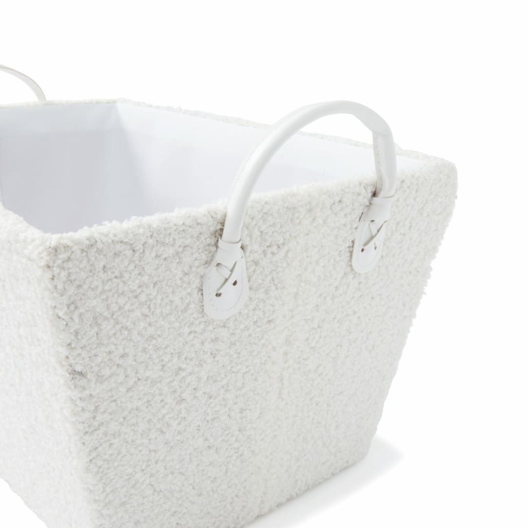Rectangle Boucle Tapered Basket White Kmart