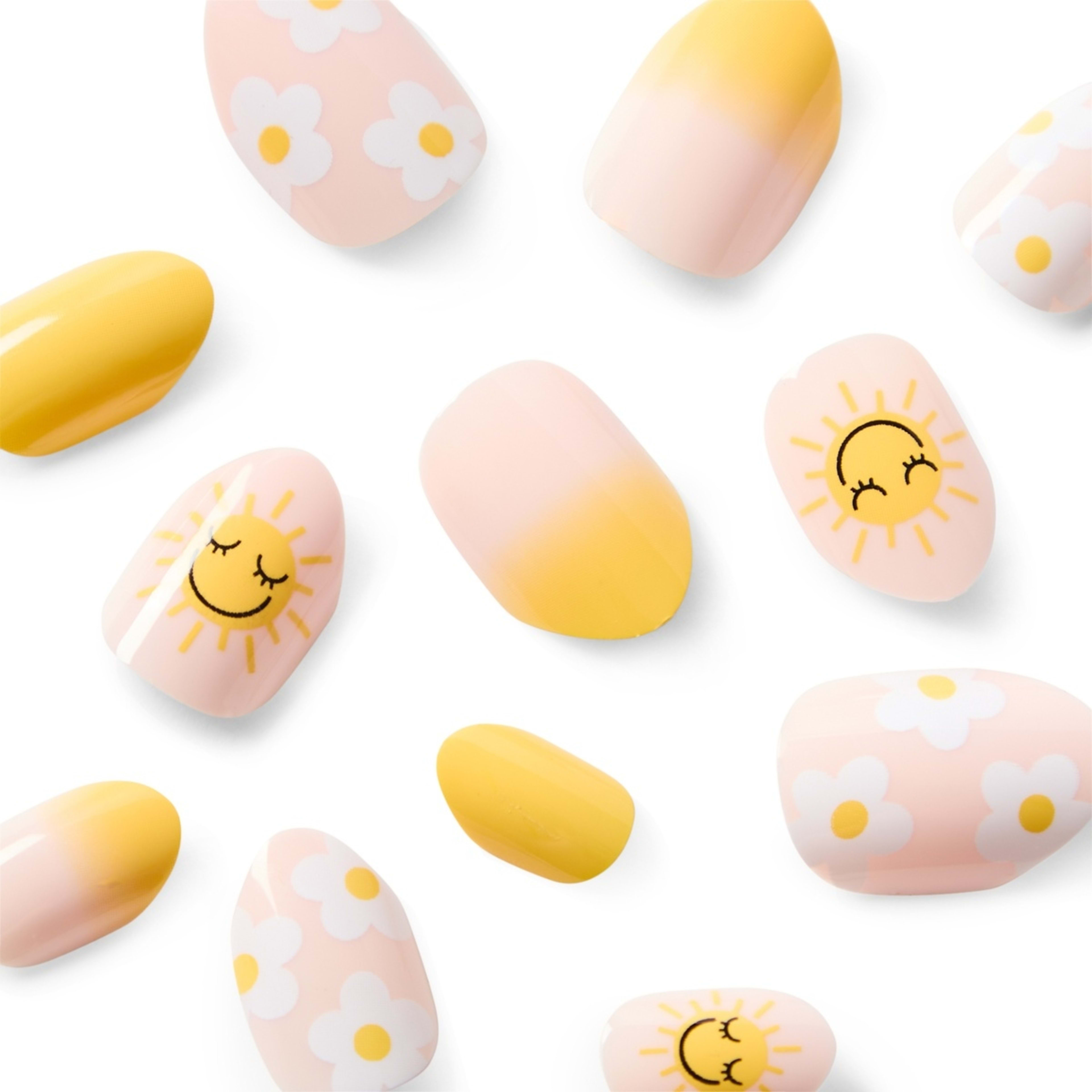 3 OXX Junior 24 Pack Kids Pre-Glued Stick-On Nails - Sunshine and Daisies, 3 of 4