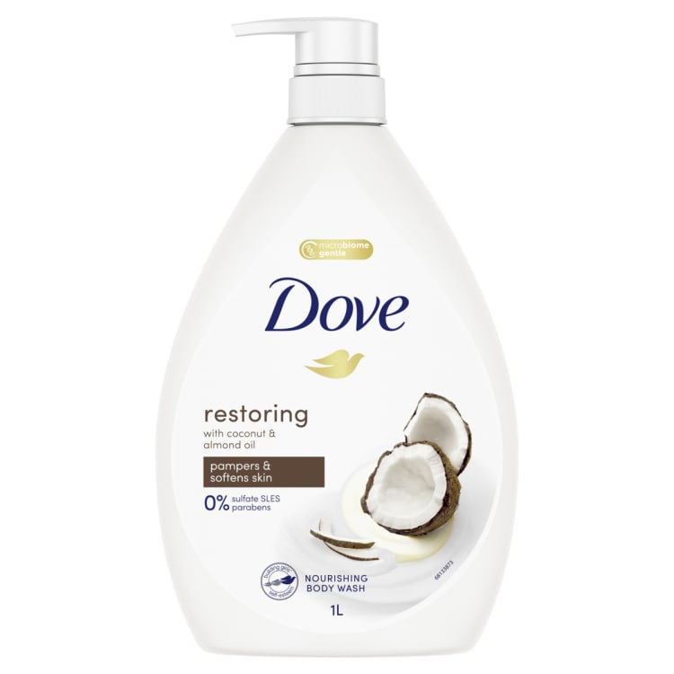 Dove Restoring & Nourishing Body Wash 1L Coconut & Almond Oil Kmart