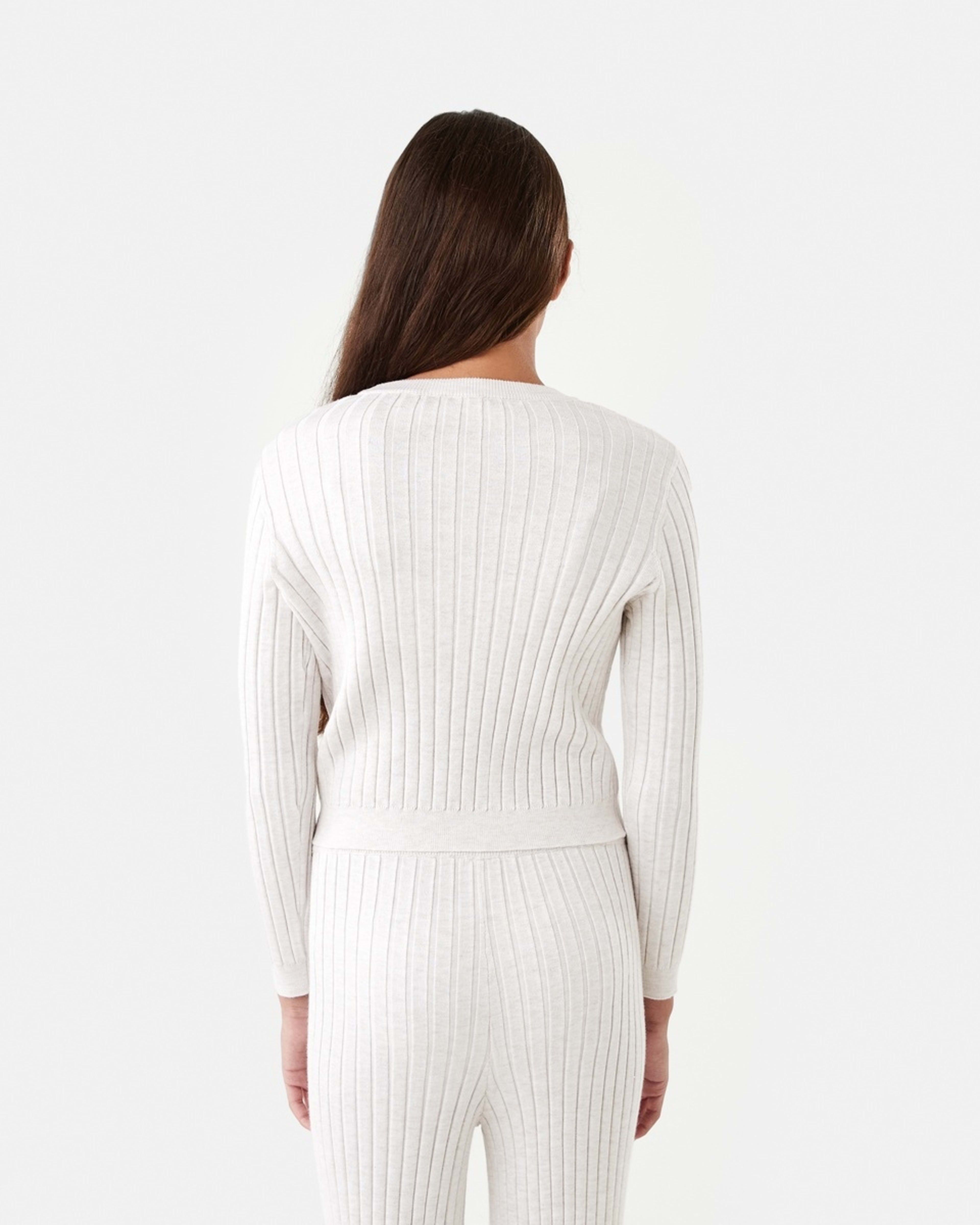 2 Long Sleeve Rib Knit Top Crm Marle, 2 of 8