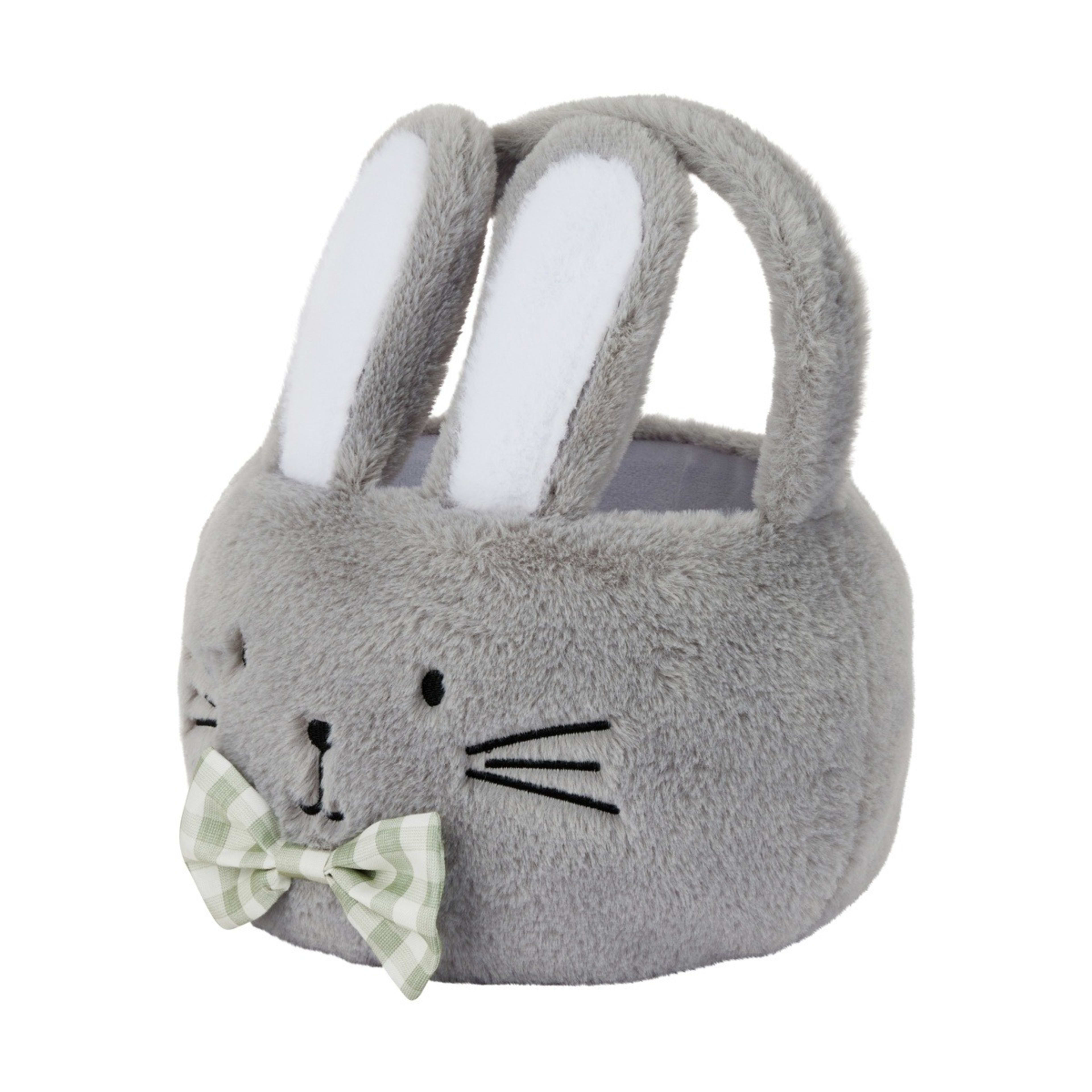 2 Grey Plush Bunny Basket, 2 of 5