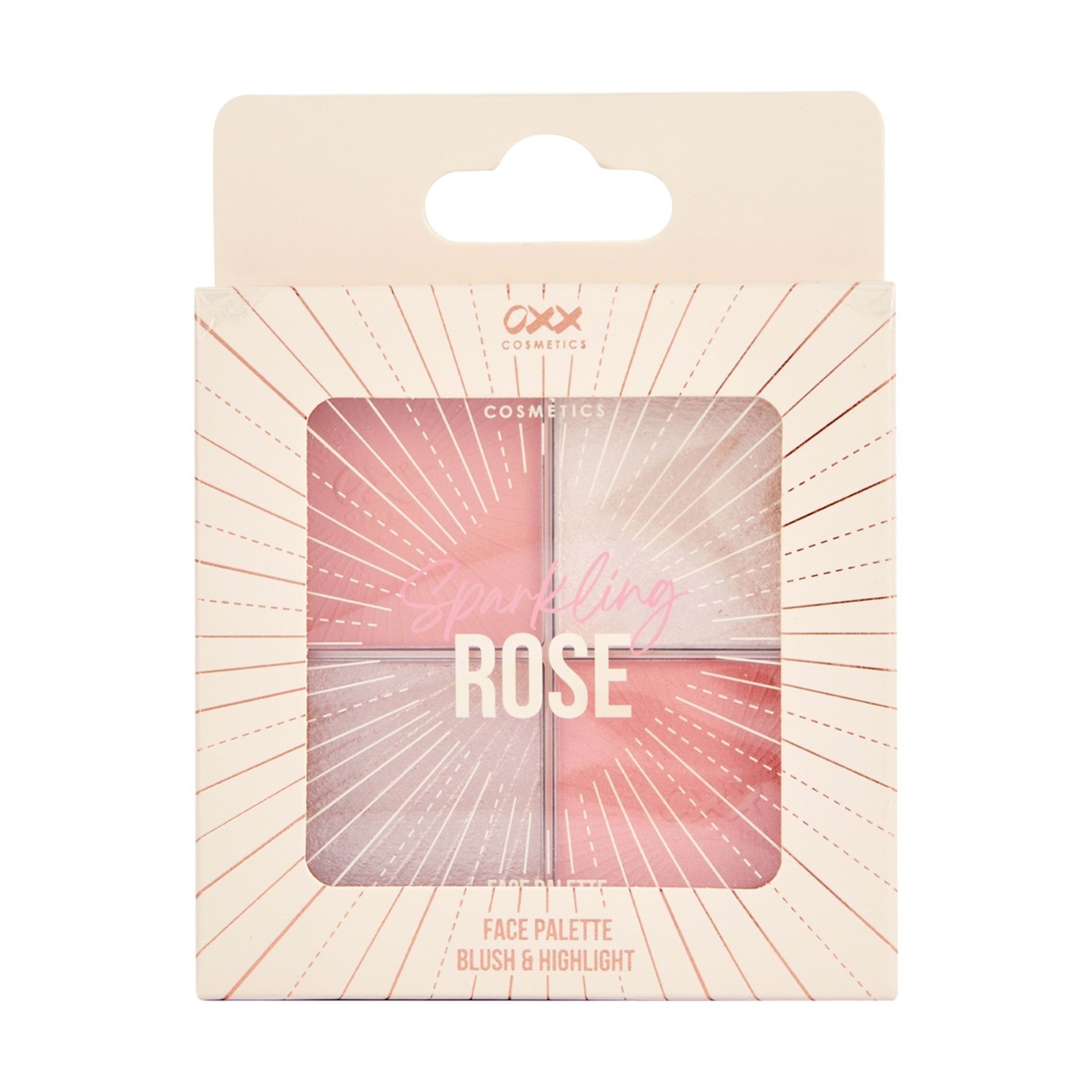 1 OXX Cosmetics 4 Shades Sparkling Rose Blush and Highlight Face Palette