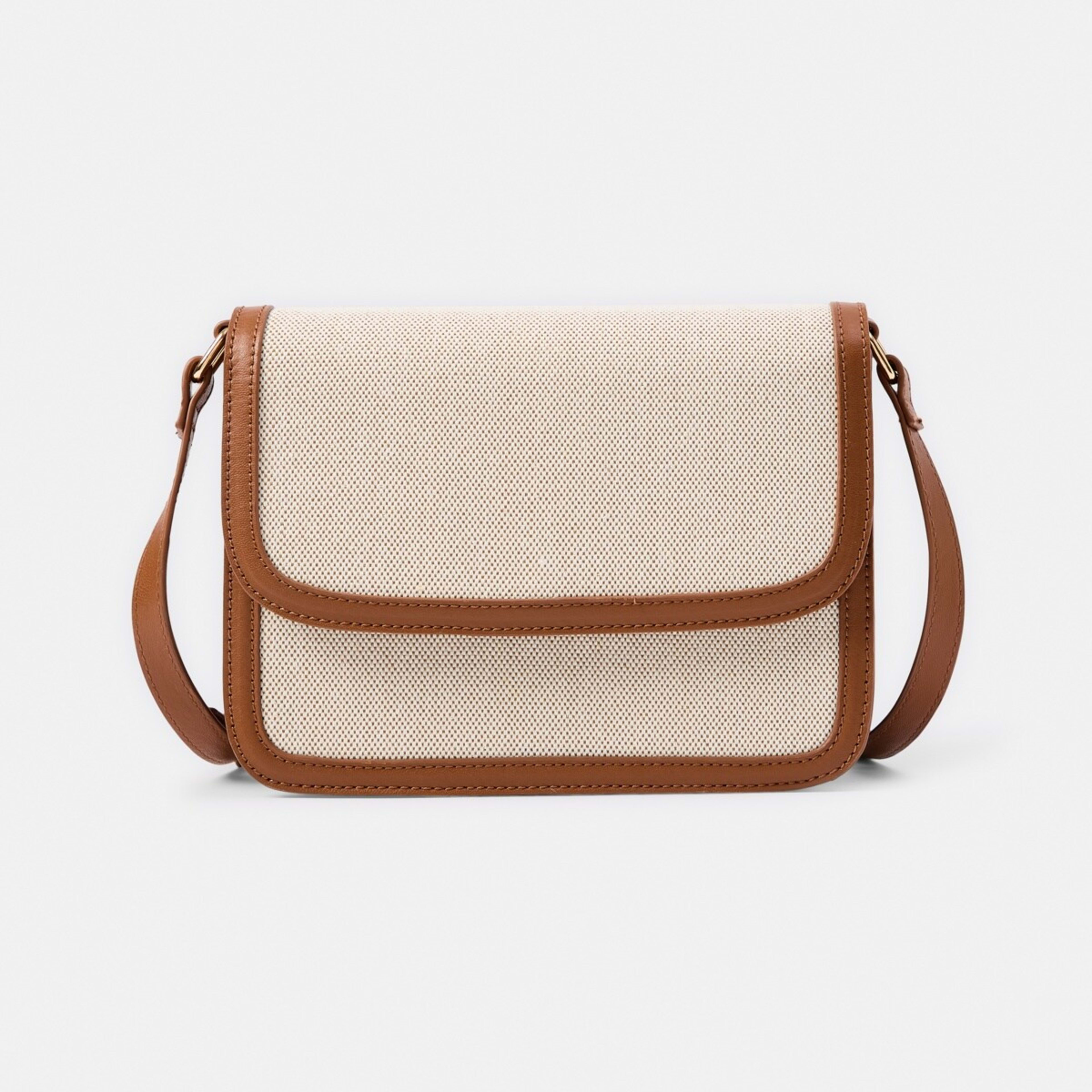 1 Woven Contrast Crossbody Bag Nat Tan Beige, 1 of 6