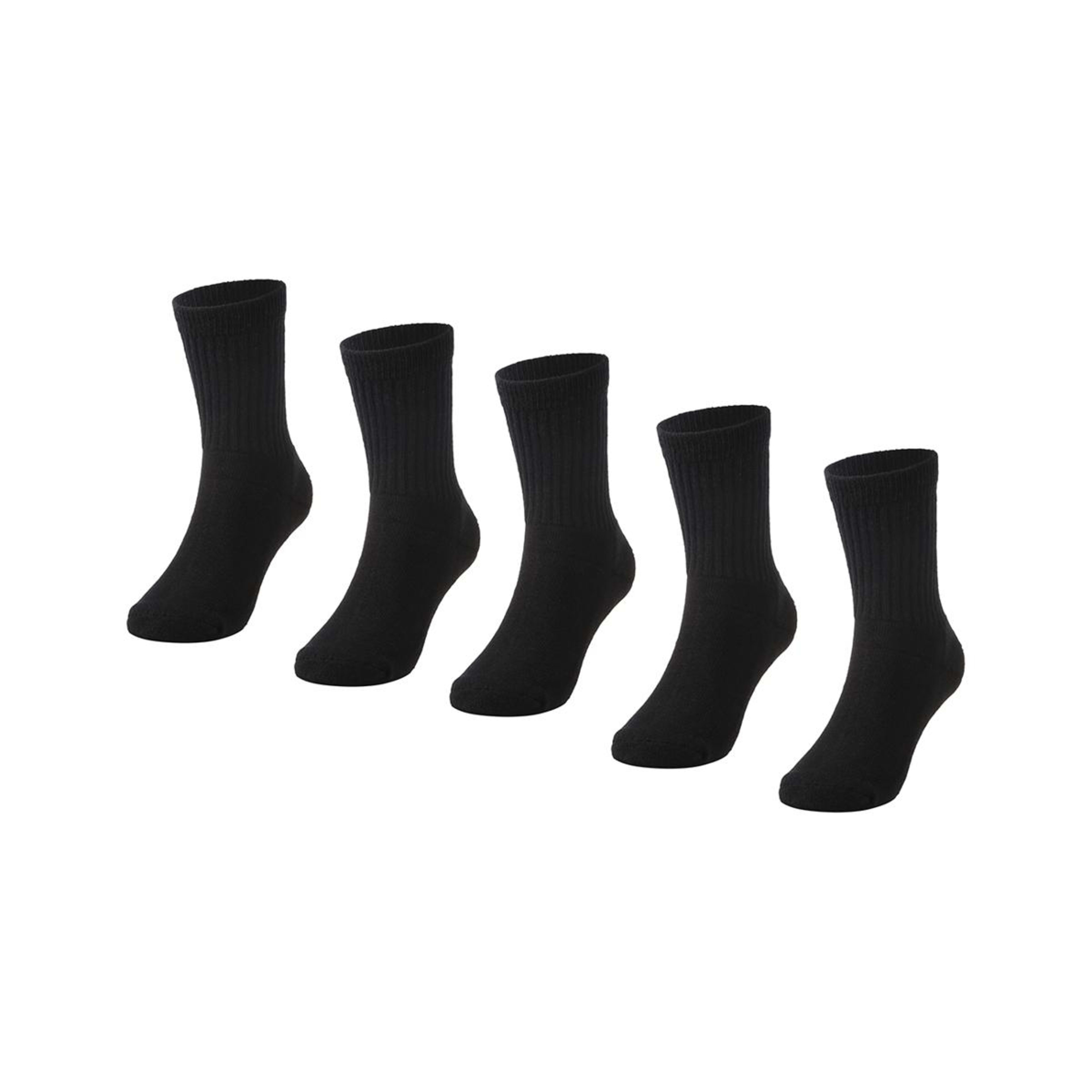 1 5 Pack Active Kids Sport Crew Socks Black, 1 of 2