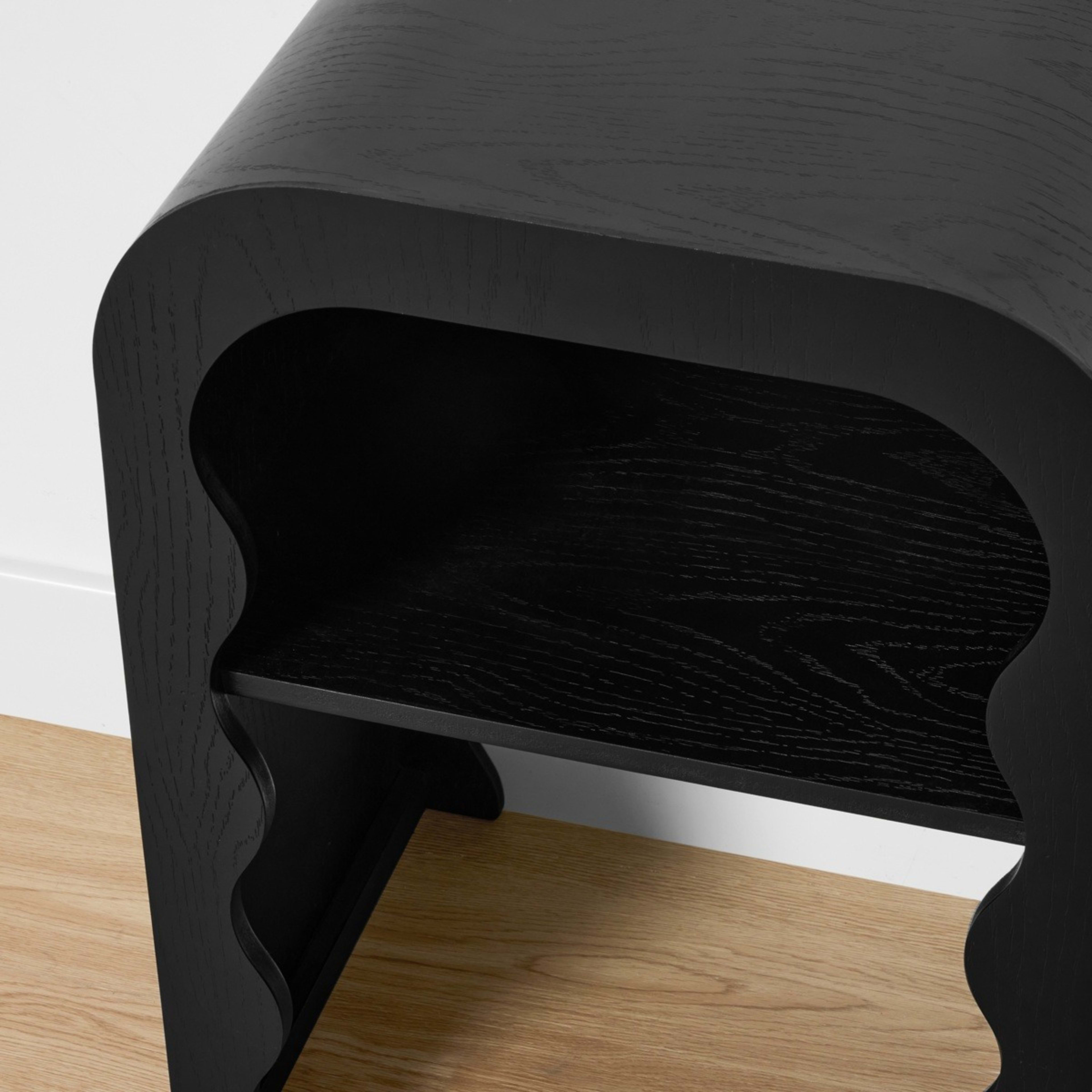 9 Ebony Wave Bedside Table, 9 of 10