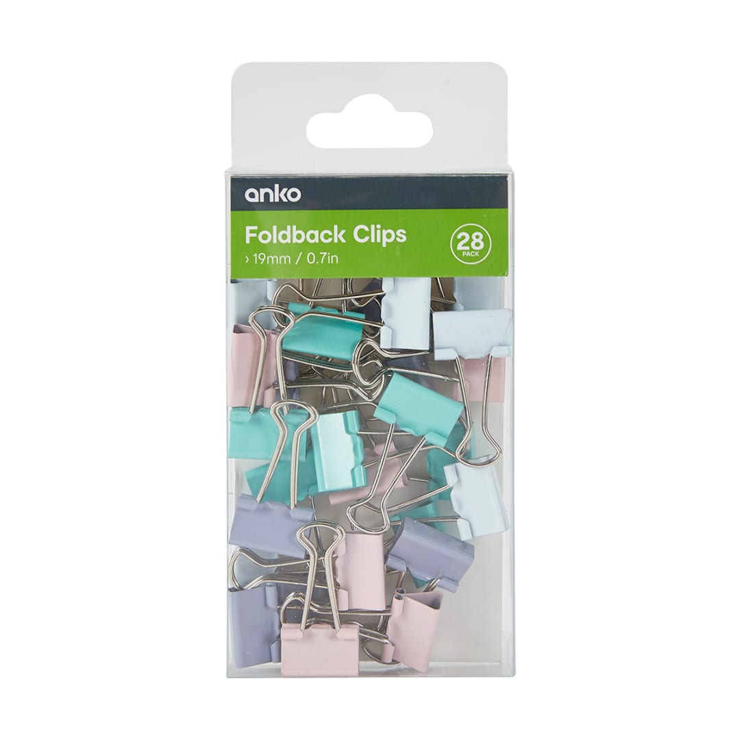 28 Pack 19mm Foldback Clips Kmart