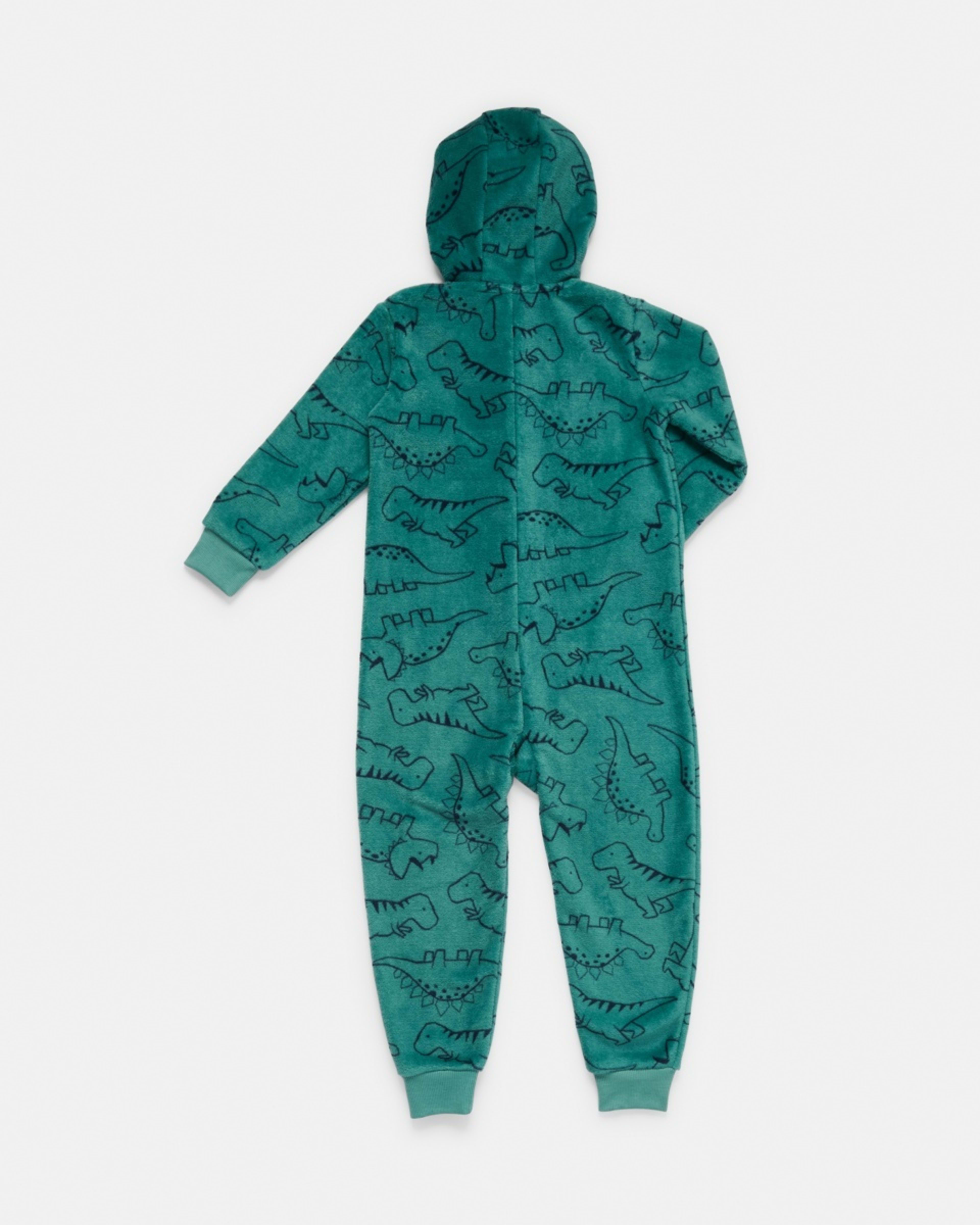 7 Novelty Fluffy All-In-One Sleepsuit Green Dino Linework, 7 of 9