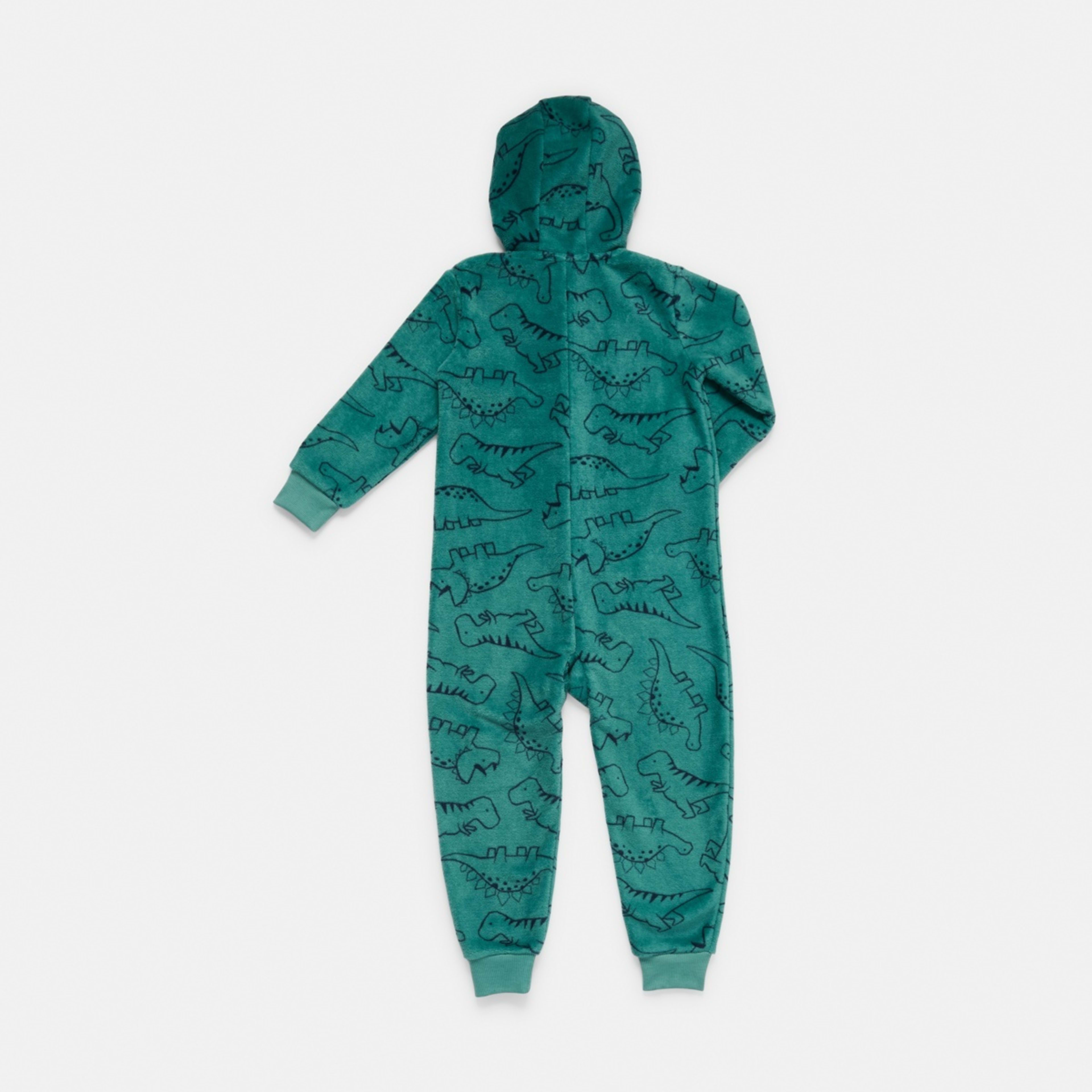7 Novelty Fluffy All-In-One Sleepsuit Green Dino Linework, 7 of 9