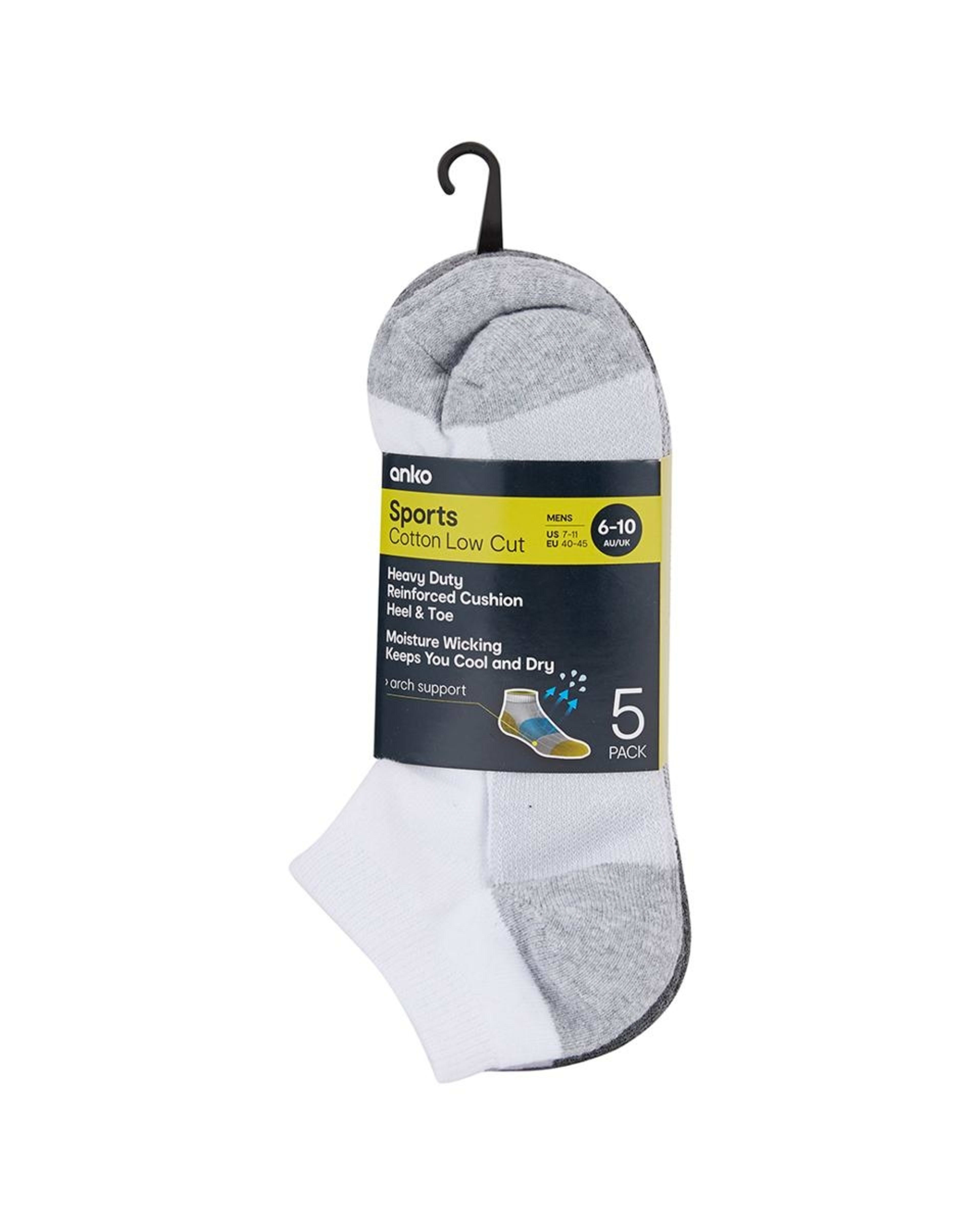 3 Active 5 Pack Low Cut Tough Sports Socks White, 3 of 3