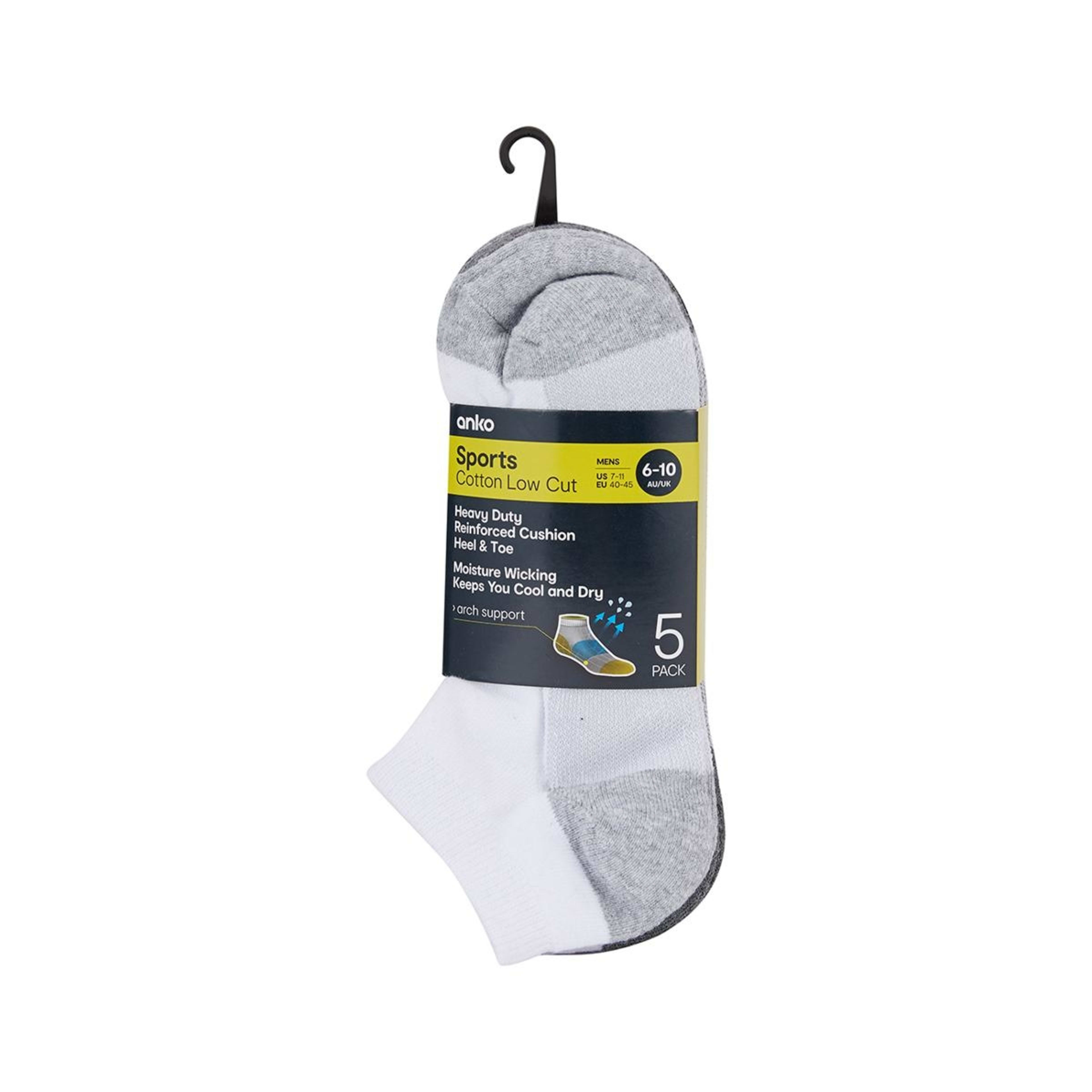 3 Active 5 Pack Low Cut Tough Sports Socks White, 3 of 3