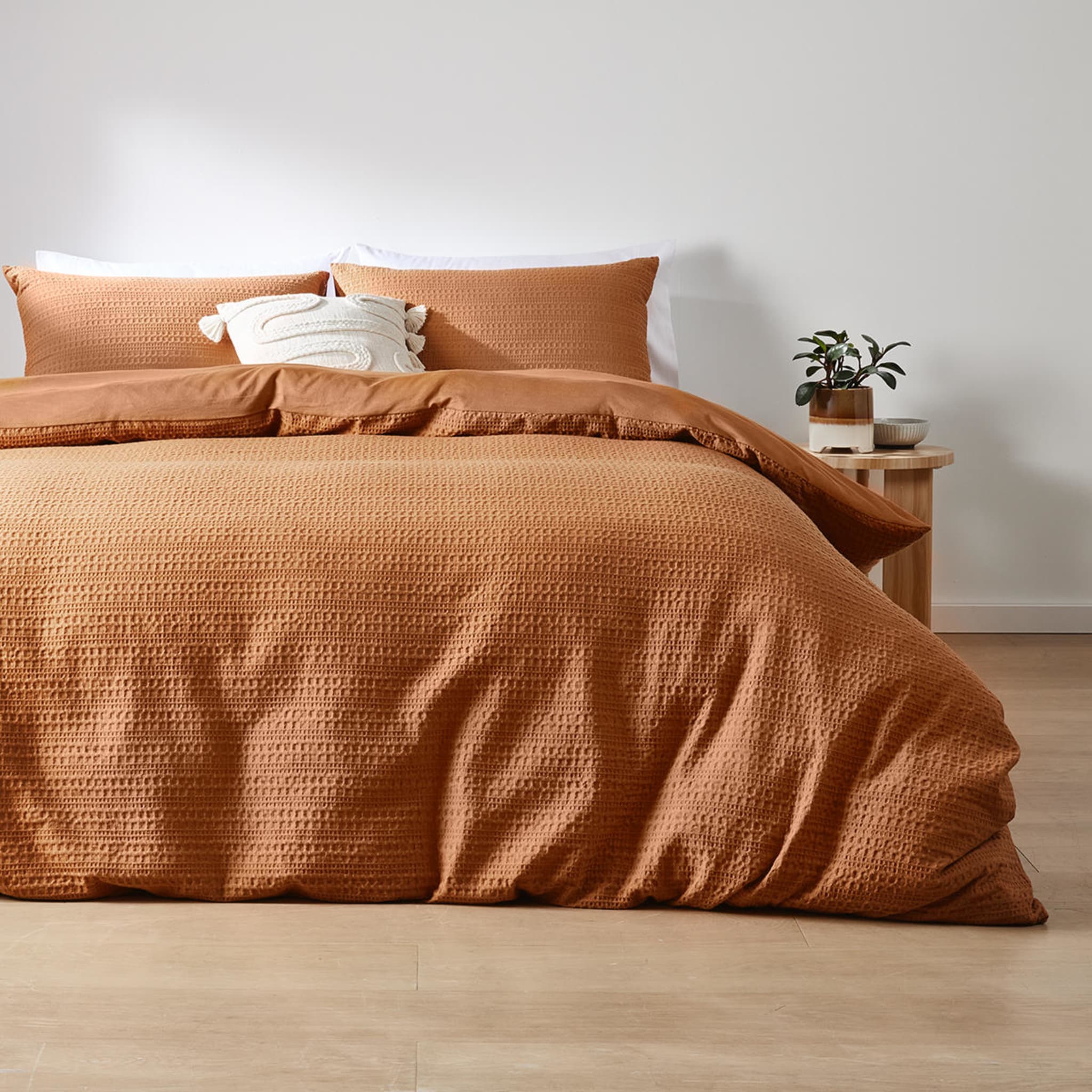 Makena Cotton Quilt Cover Set Queen Bed, Tan Kmart