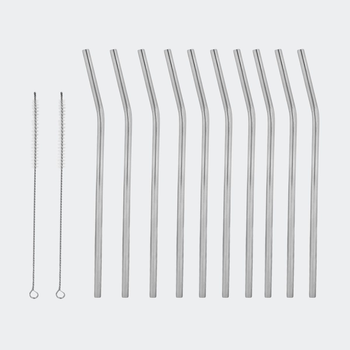 10 Pack Silver Metal Straws - Kmart