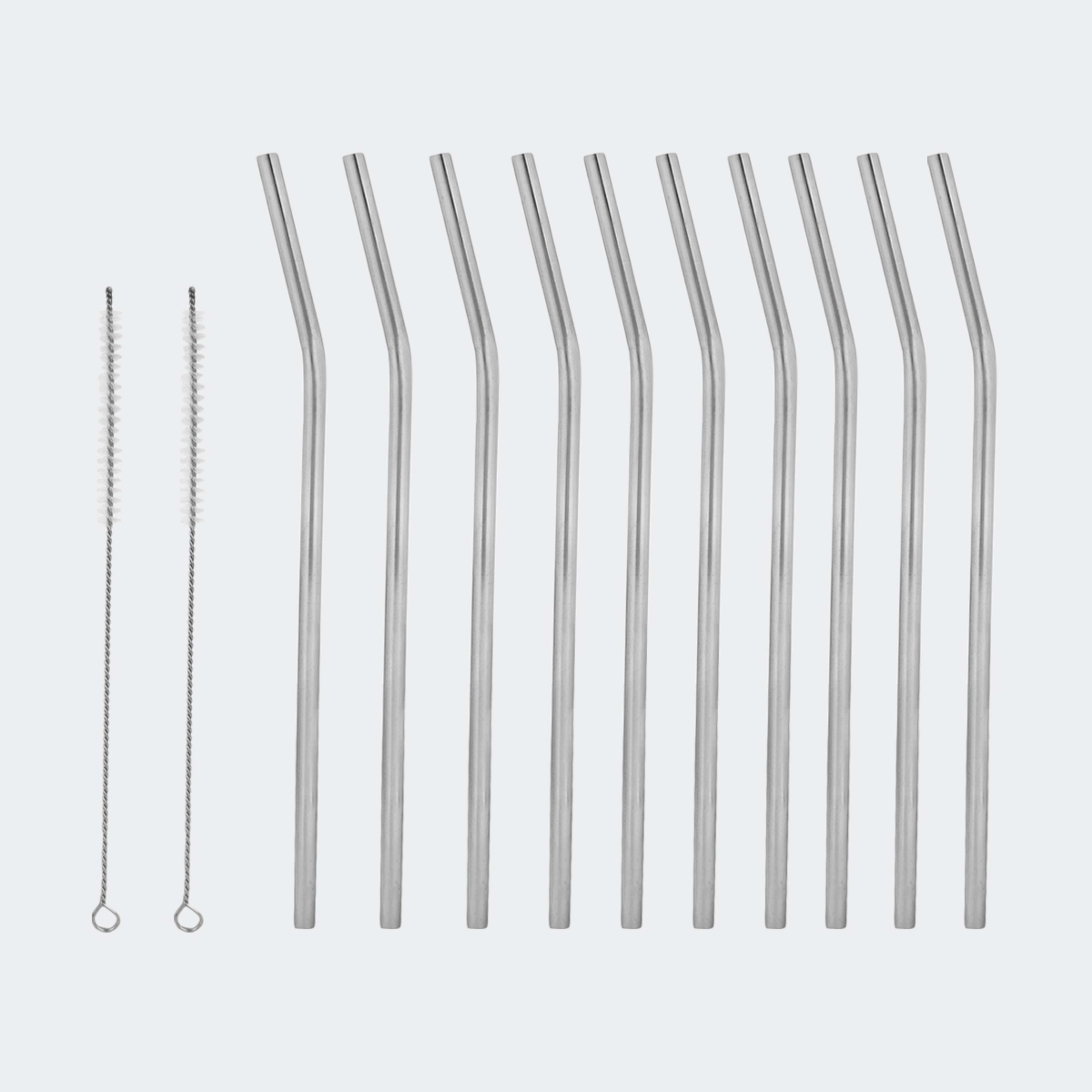 10 Pack Silver Metal Straws