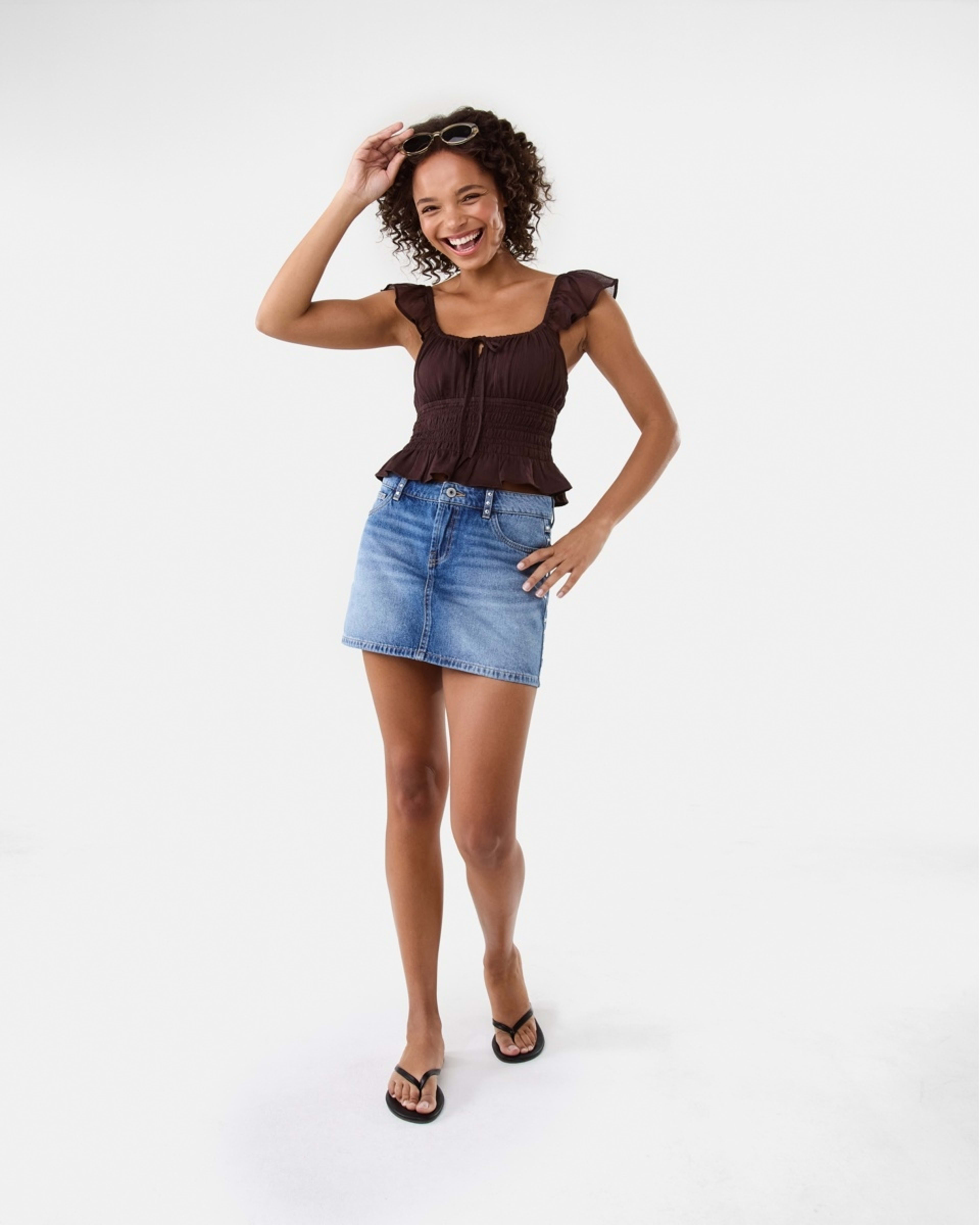 2 Tie Front Boho Top Choc Plum, 2 of 7