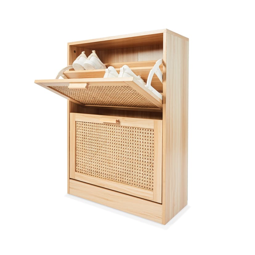 2 Compartment Rattan Shoe Kmart