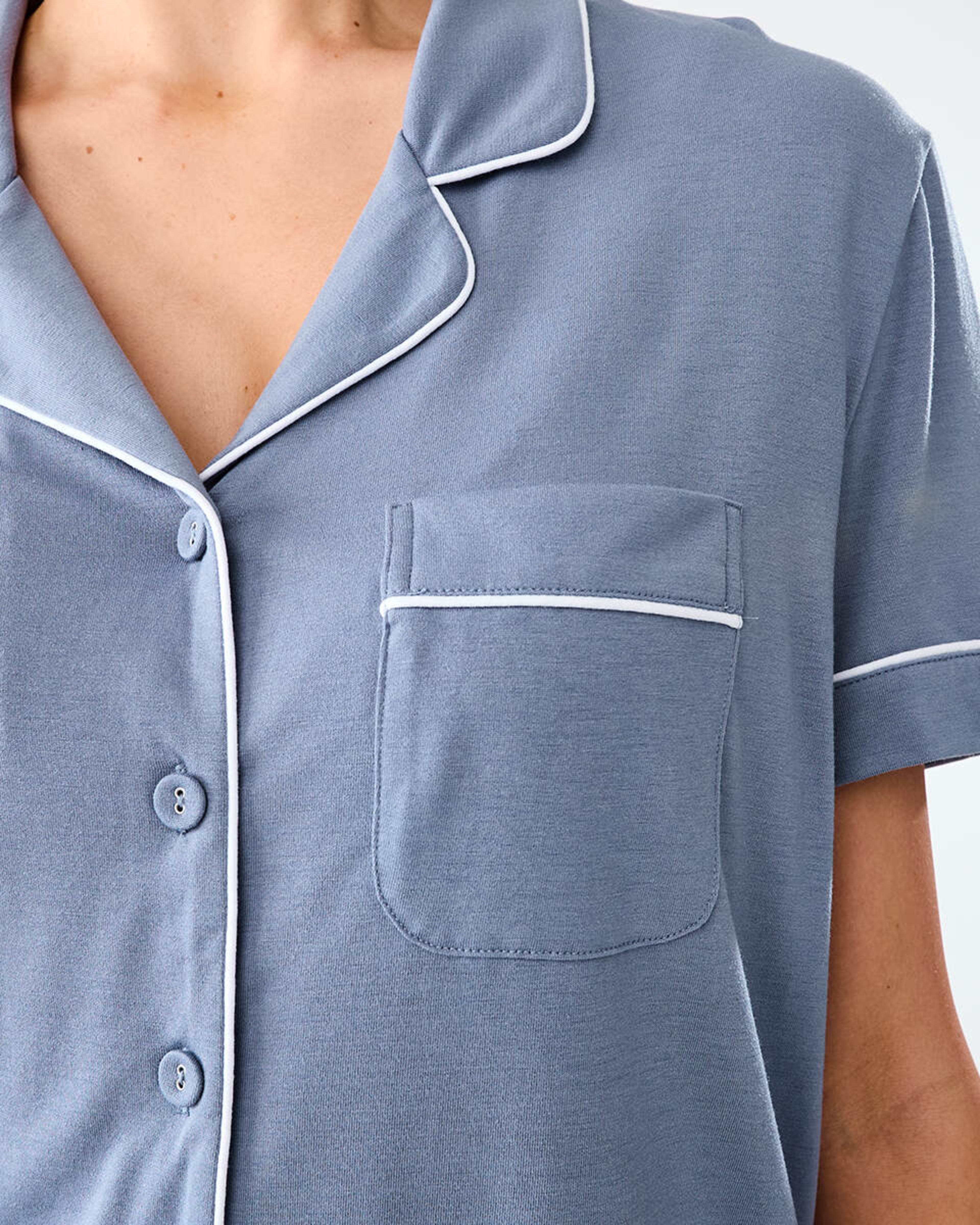 5 Short Sleeve Top and Shorts Comfort Pyjama Set Steel Grey, 5 of 8
