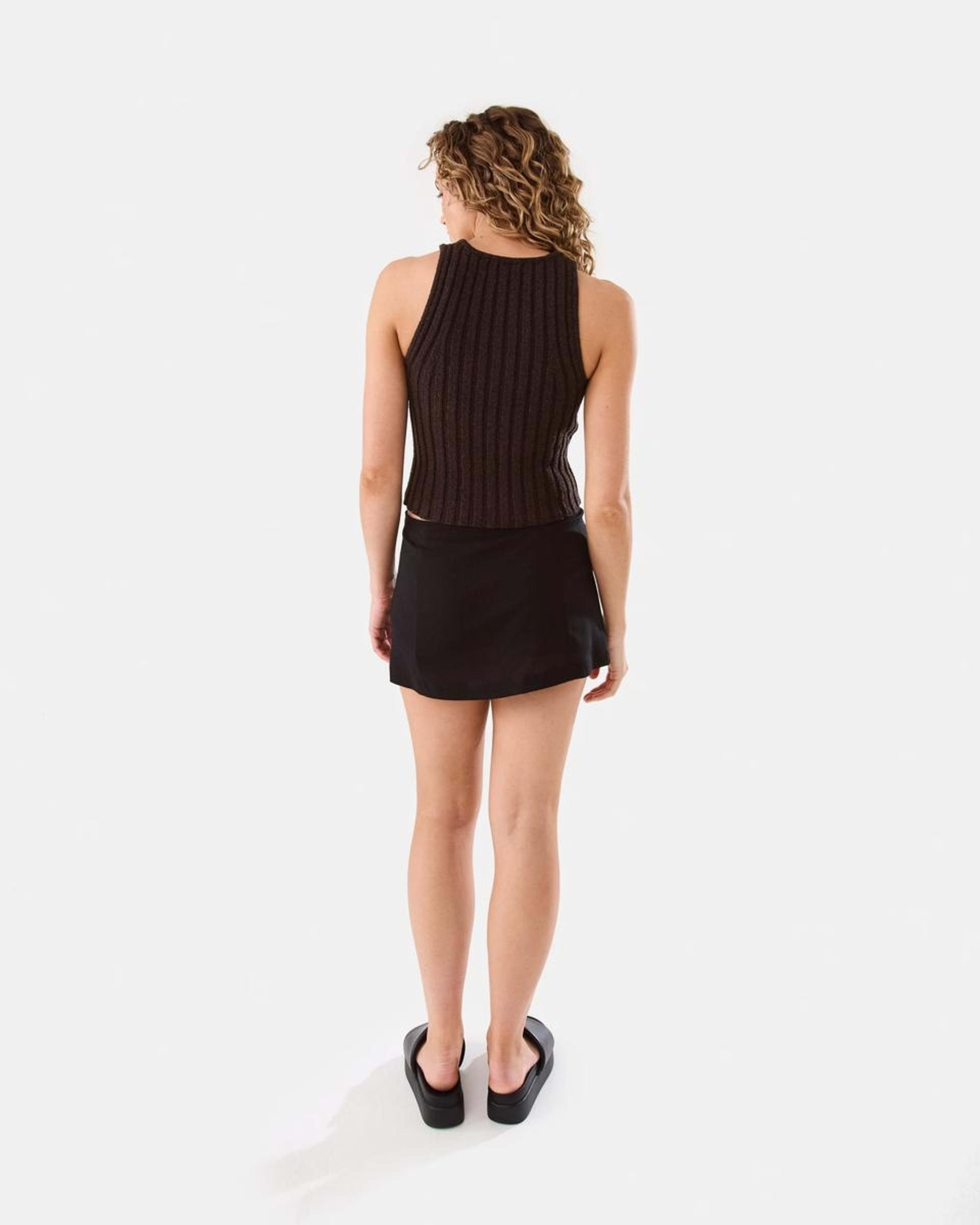 6 Linen Blend Mini Skort BLACK, 6 of 10