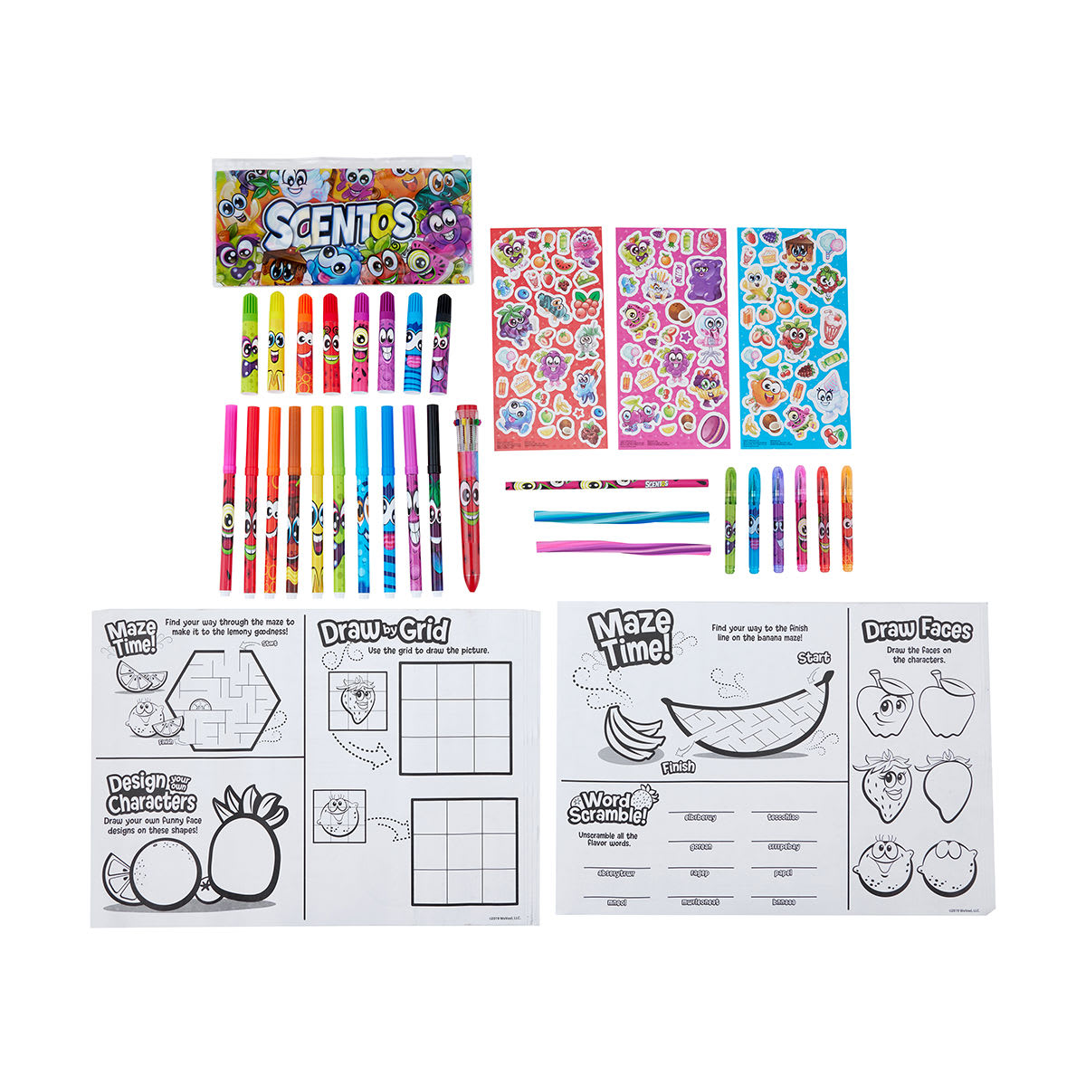 145 Pack Scentos Scented Stationery Activities Case - Kmart NZ