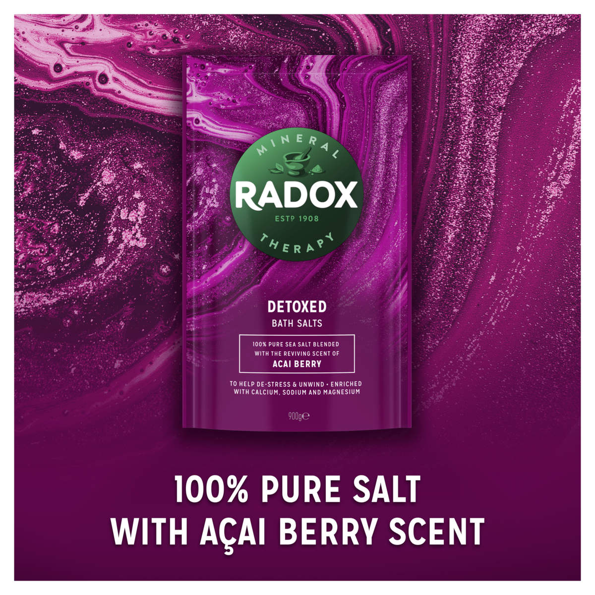 Radox Detoxed Bath Salts 900g Acai Berry Kmart