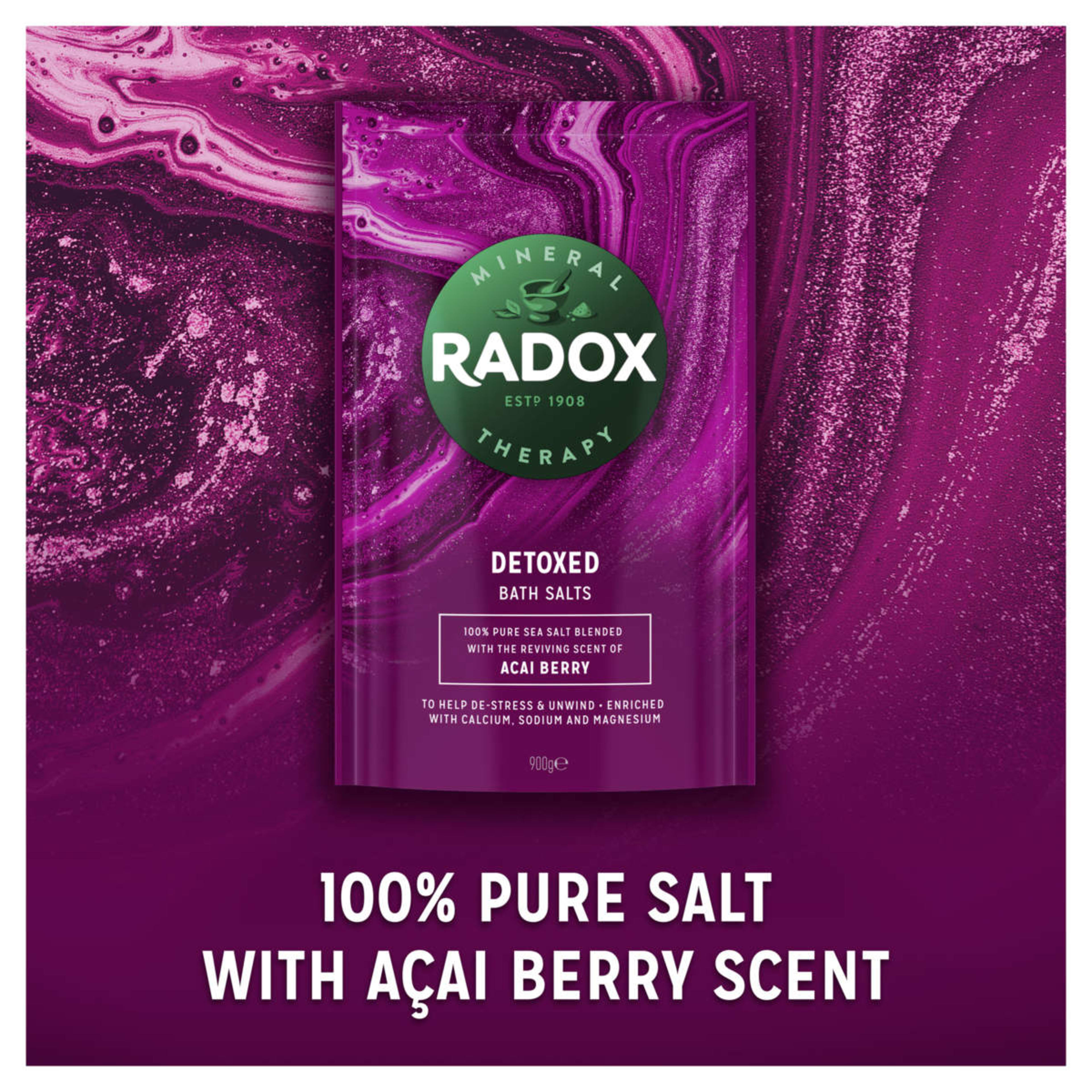 Radox Detoxed Bath Salts 900g Acai Berry Kmart
