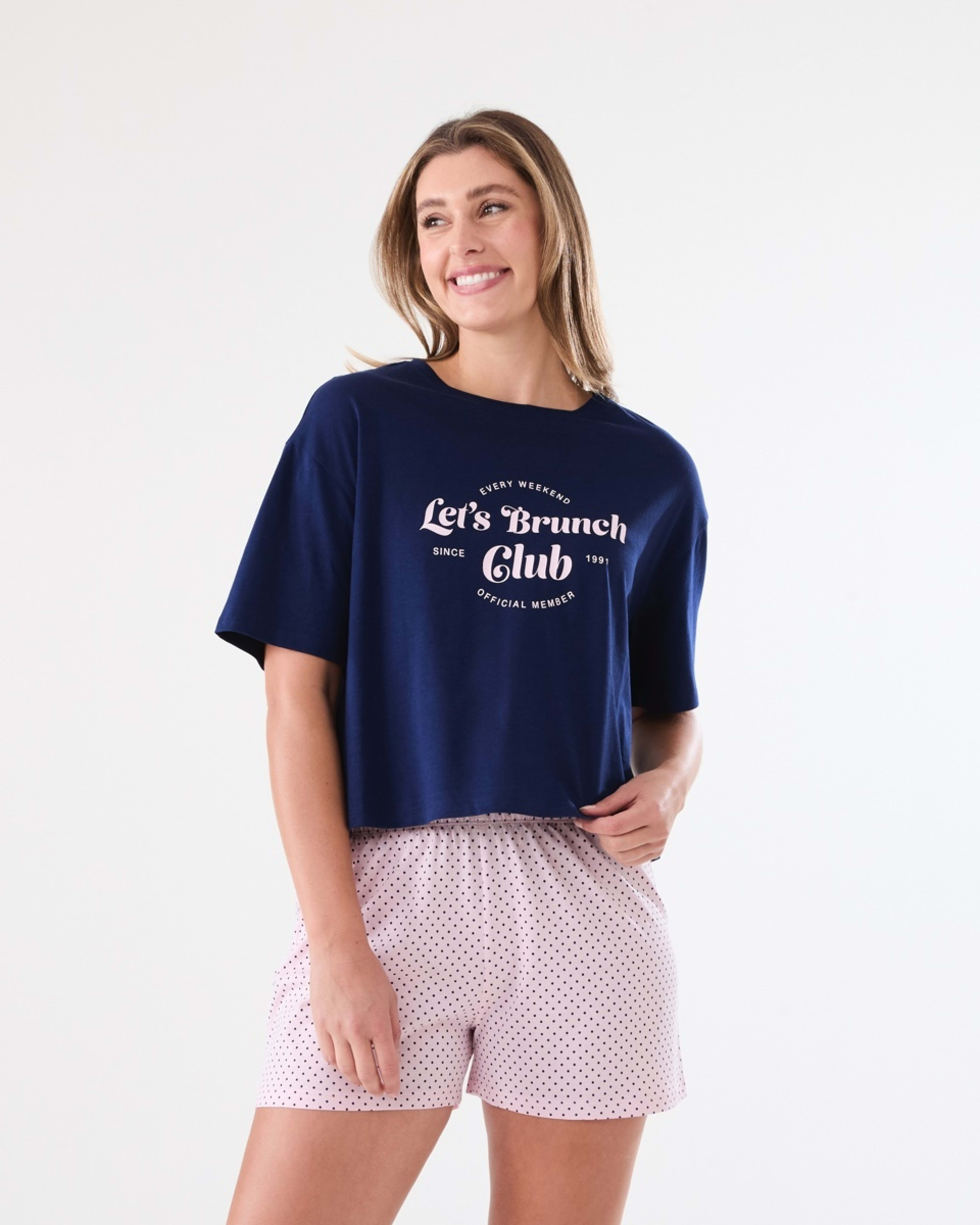 1 Knit T-shirt and Shorts Pyjama Set BRUNCH CLUB BALLERINA, 1 of 6