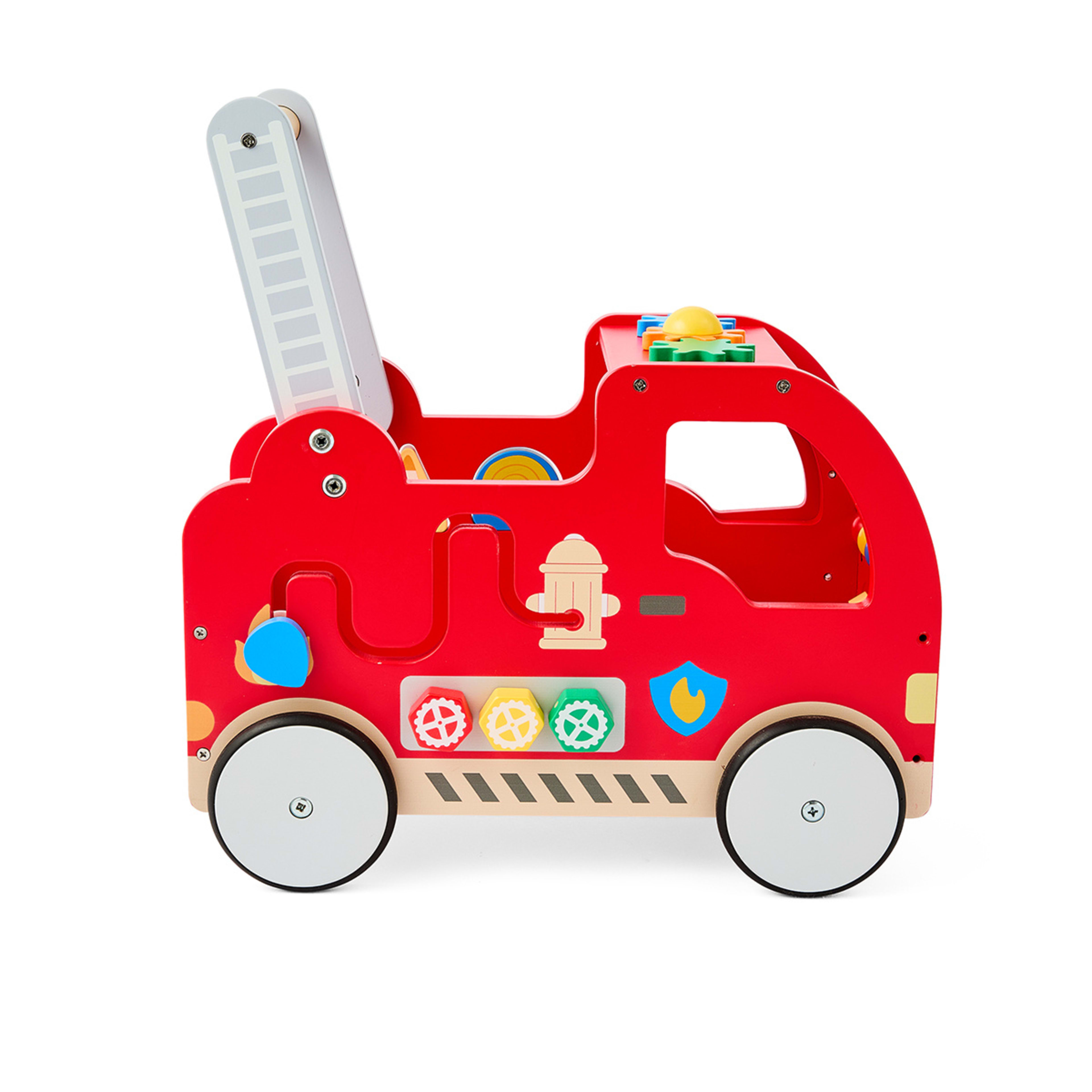 6 Wooden Play Push Along Fire Truck, 6 of 10