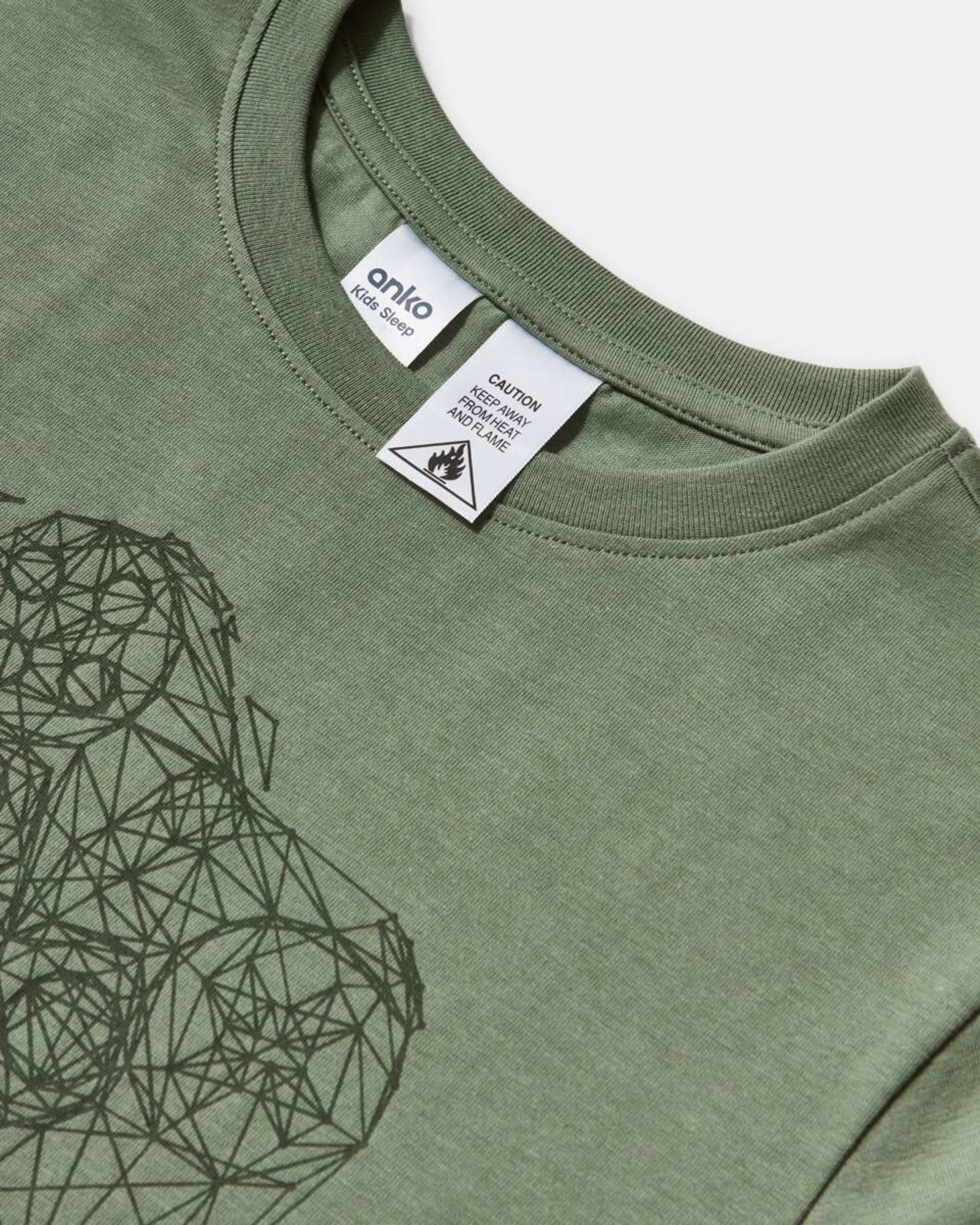 5 Short Sleeve Top Knit Pyjama Set GREEN GAMER, 5 of 6