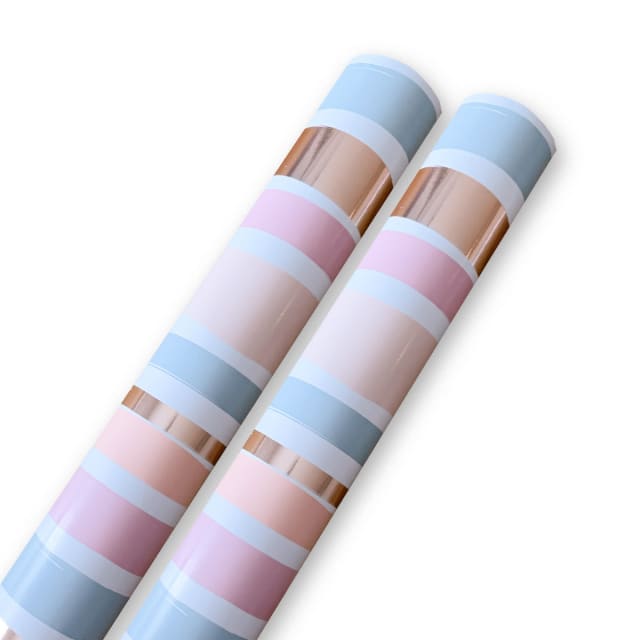 Hallmark Gift Wrap Roll Pastel and Metallic Rose Gold Stripes Kmart