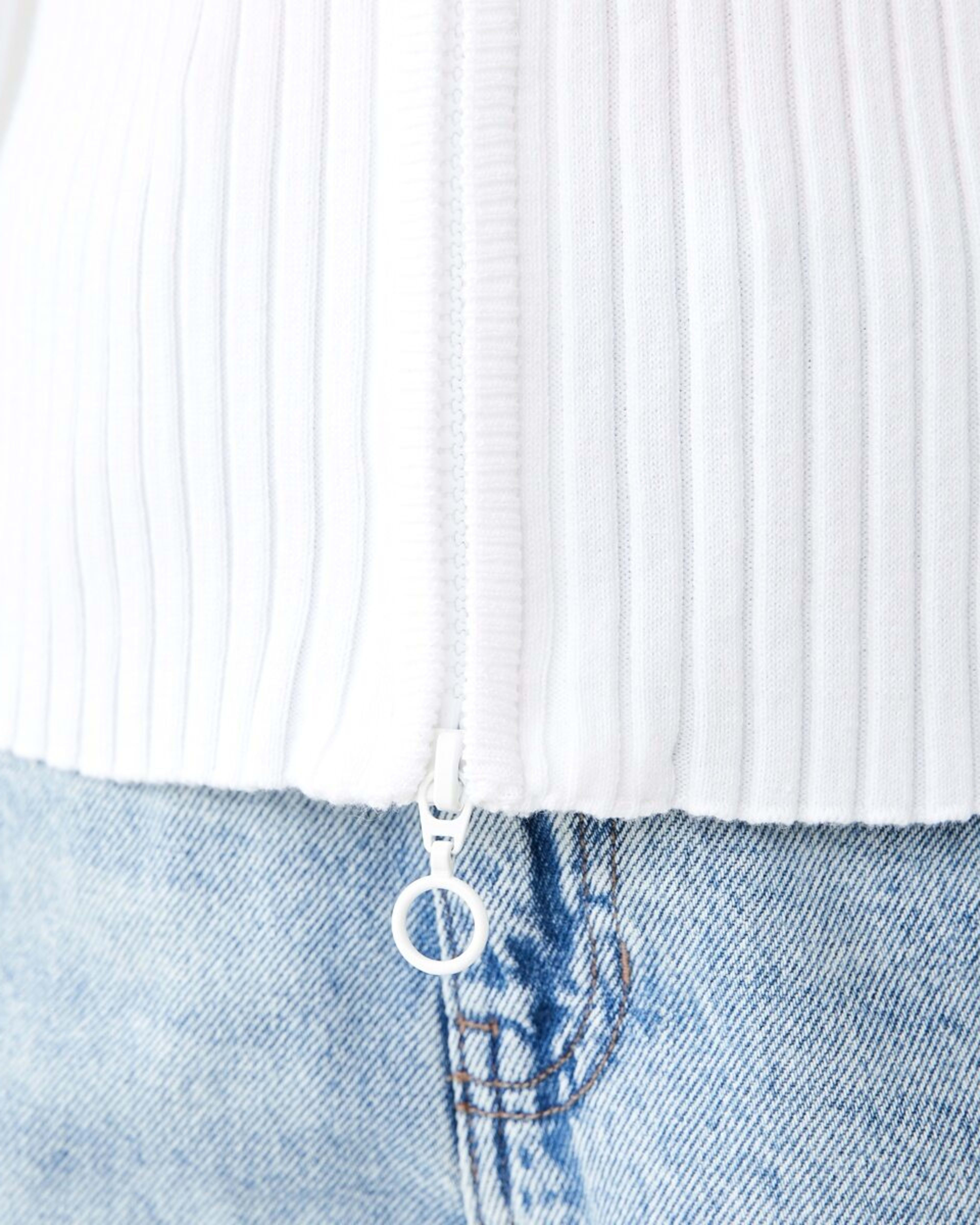 5 Rib Zip Through Cardigan SNOW WHITE, 5 of 7