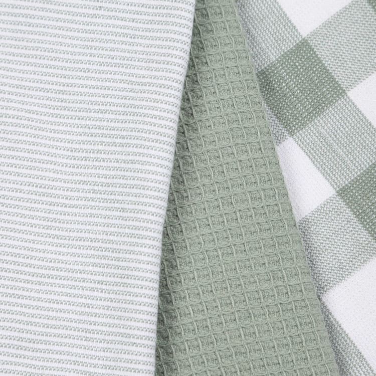 3 Pack Sage Green Check Tea Towels Kmart