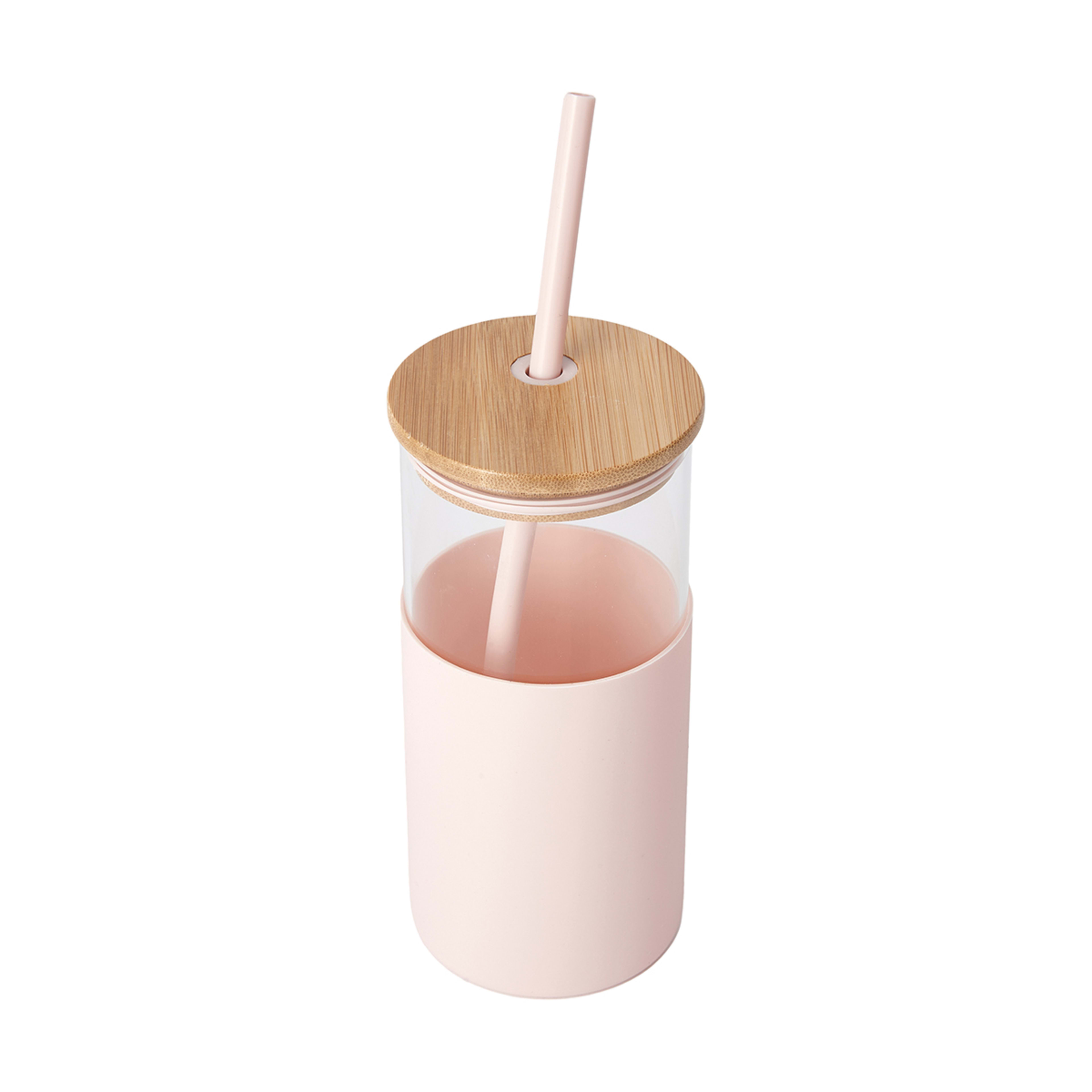 Pink Bamboo Lid Smoothie Jar Kmart