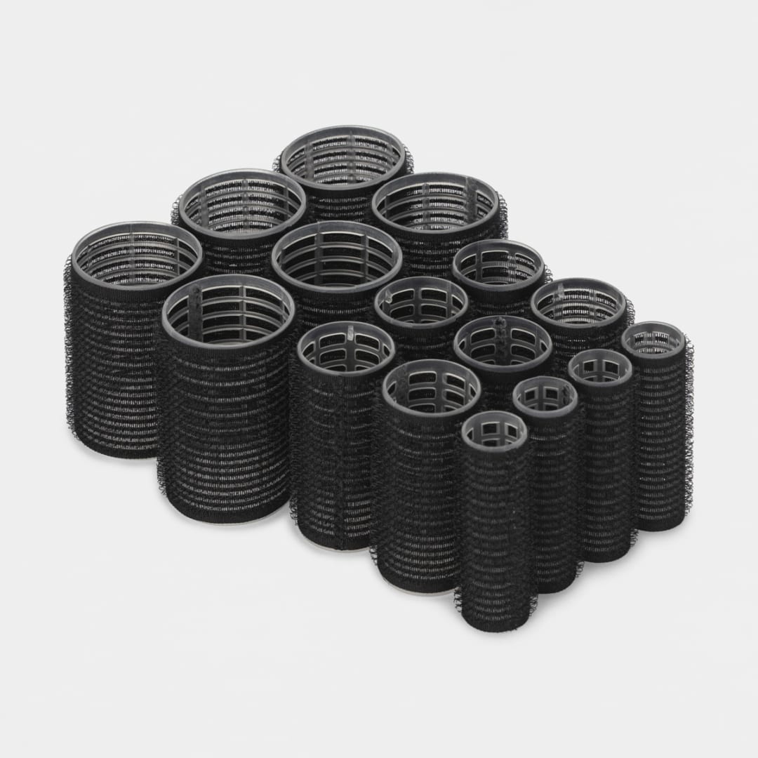 16 Pack Self Hold Rollers Black Kmart