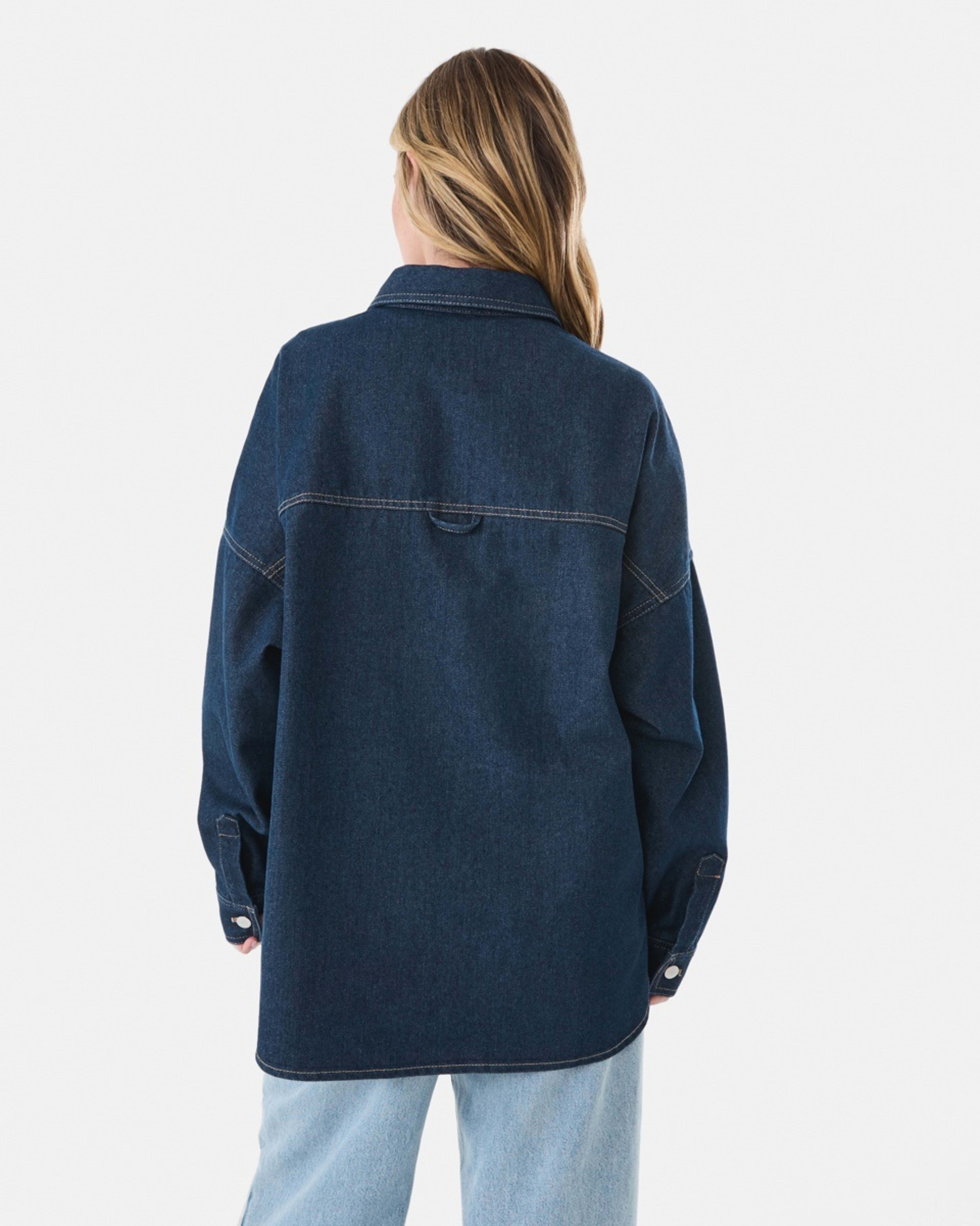 4 Long Sleeve Denim Shirt Dark Wash, 4 of 8