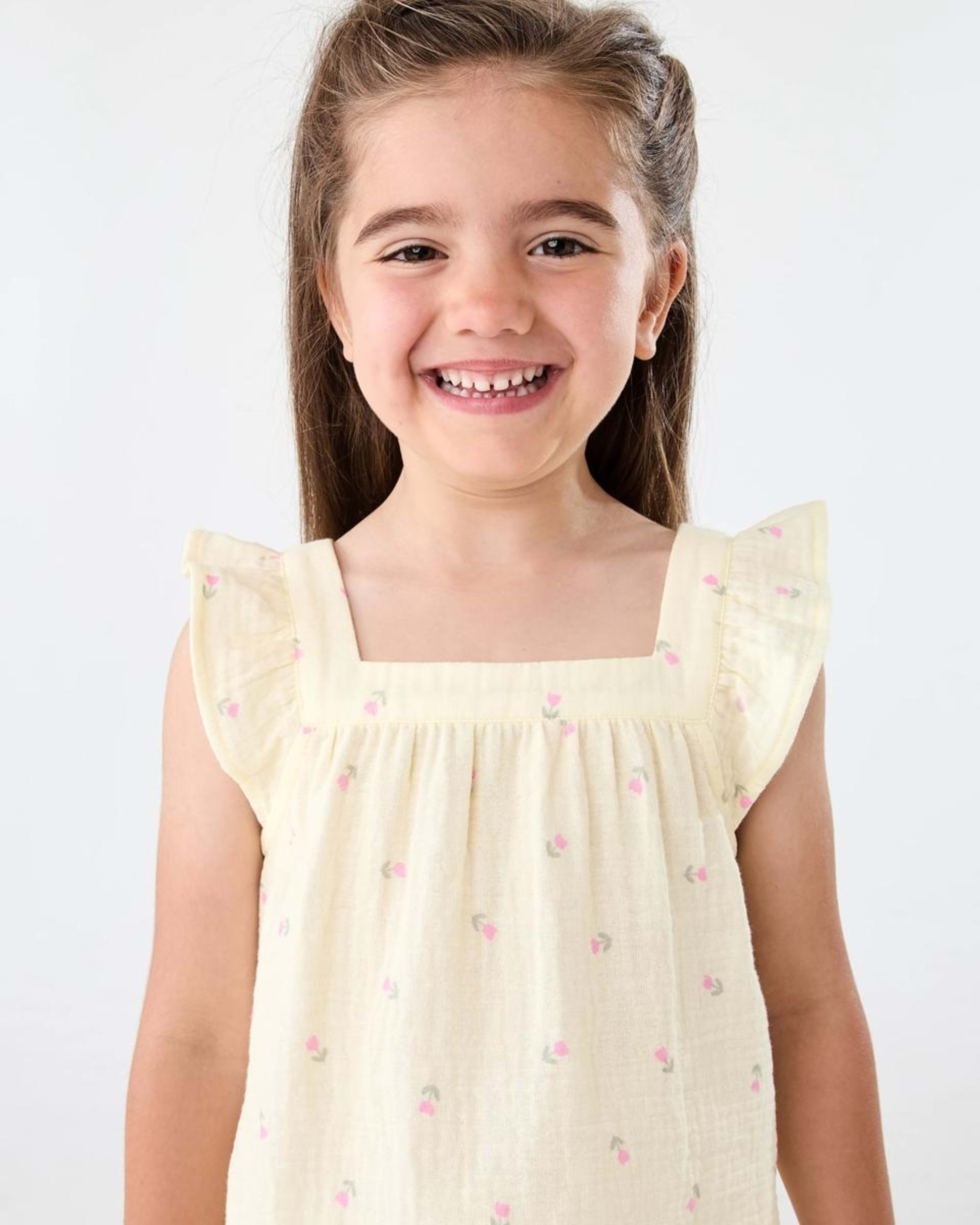 3 Short Sleeve Woven Frill Pyjama Set Ylw Tulip, 3 of 5