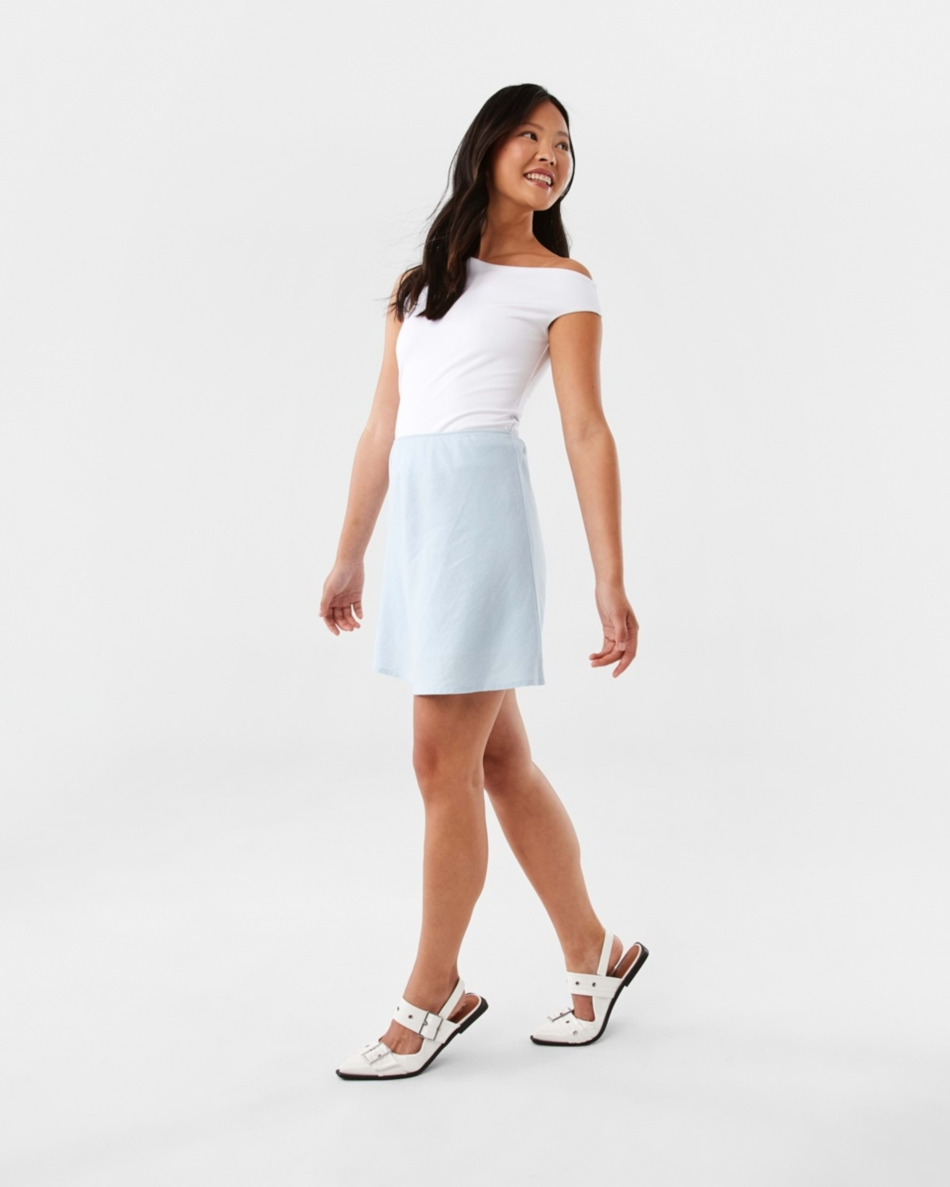 3 Linen Blend Mini Skirt Blu Skyway, 3 of 6