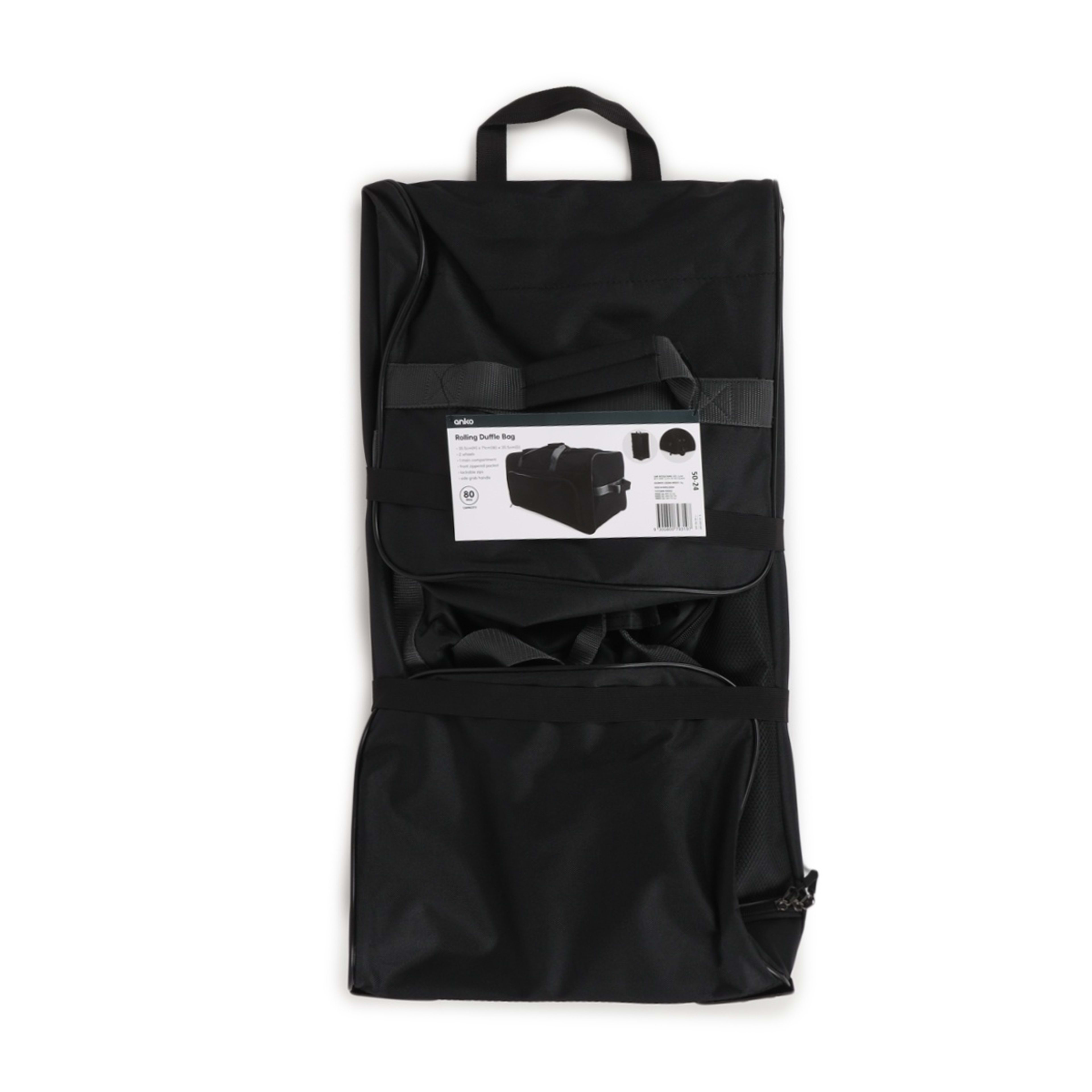 8 Large Duffle Bag with Wheels - Black, 8 of 8