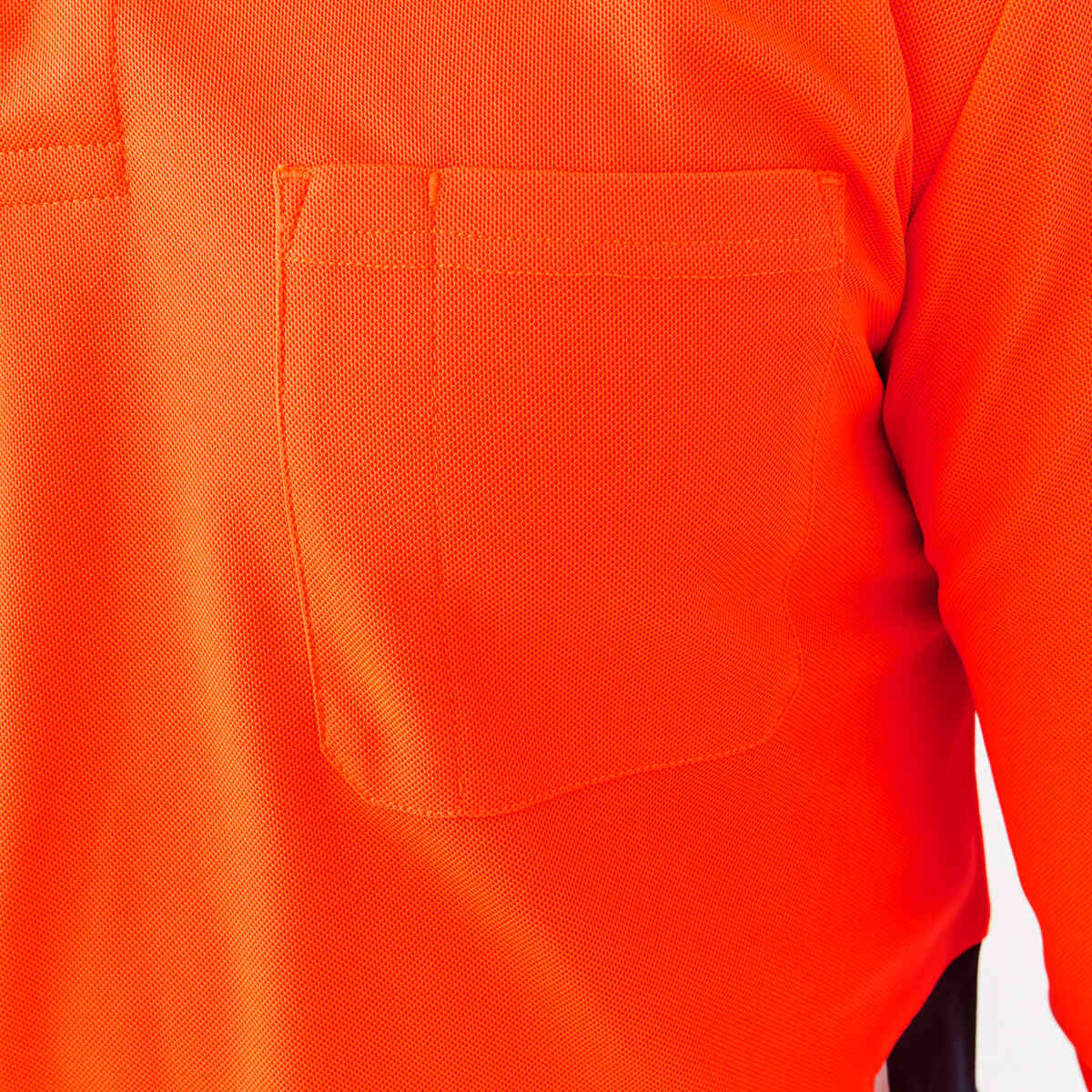 6 Workwear Long Sleeve Hi-Visibility Cool Polo Shirt Safety Orange, 6 of 7