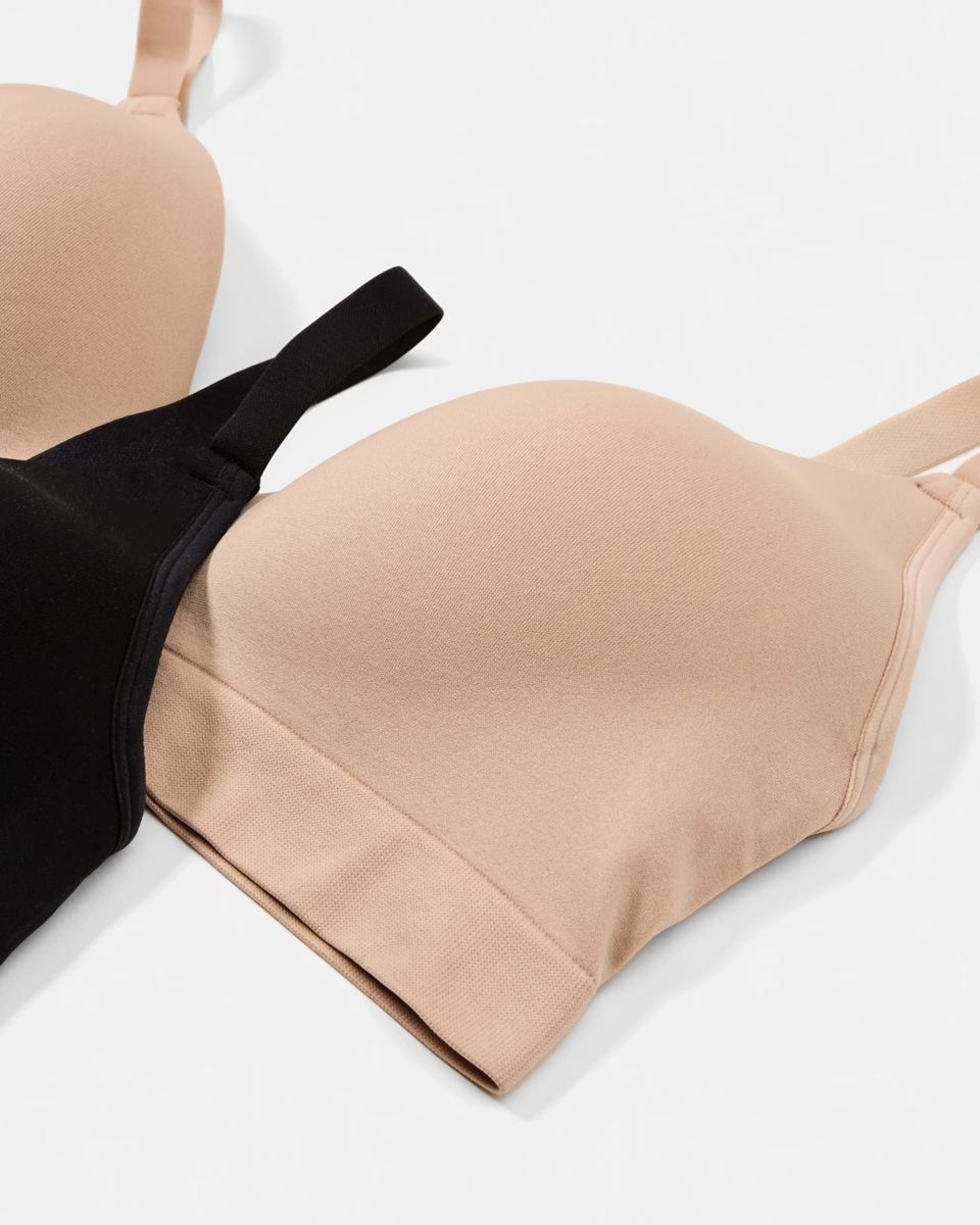 2 2 Pack Full Figure Wirefree Seamfree T-Shirt Bra SOFT SAND BEIGE, BLACK, 2 of 8