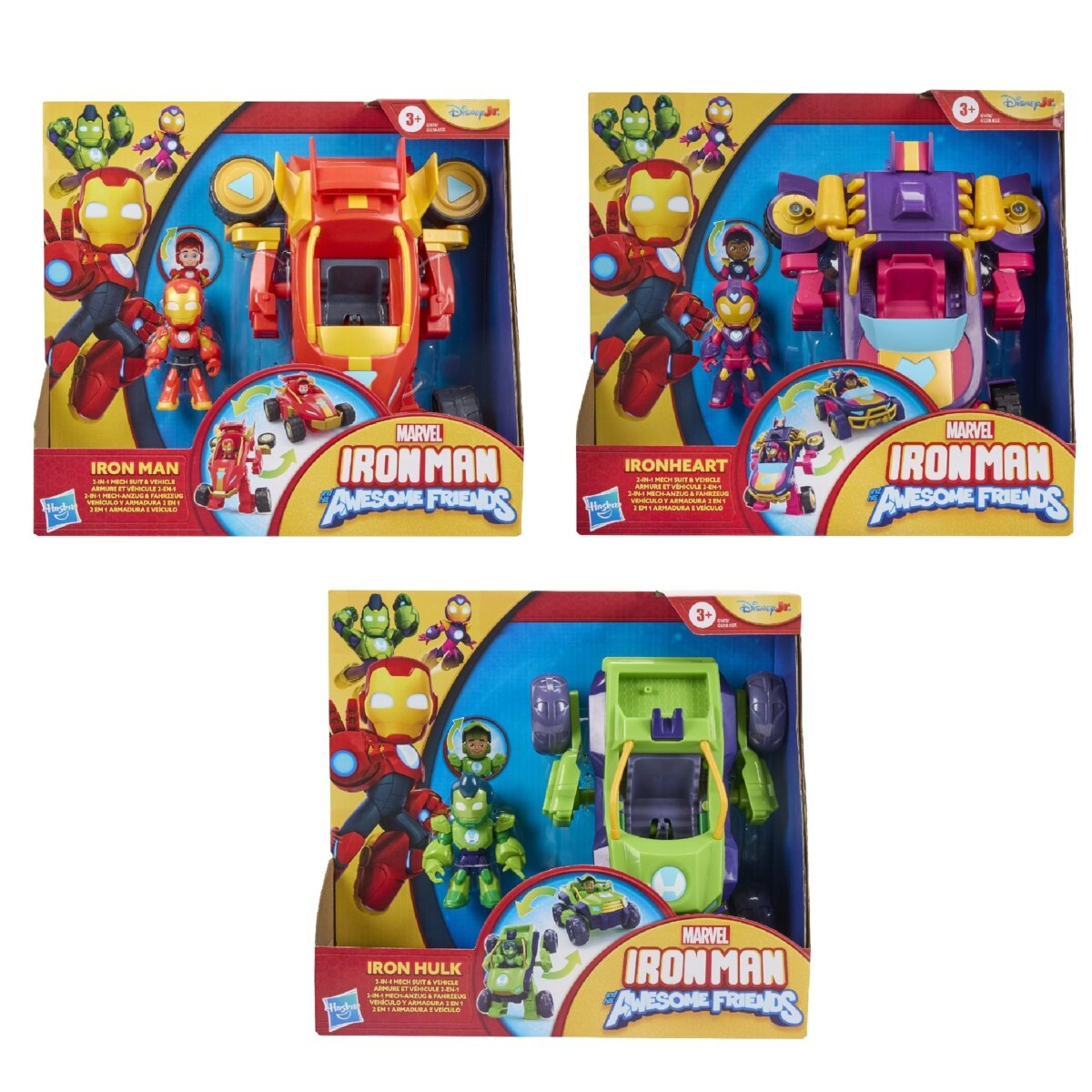 1 Disney Junior Marvel Iron Man and His Awesome Friends 2-In-1 Mech Suit and Vehicle Set - Assorted