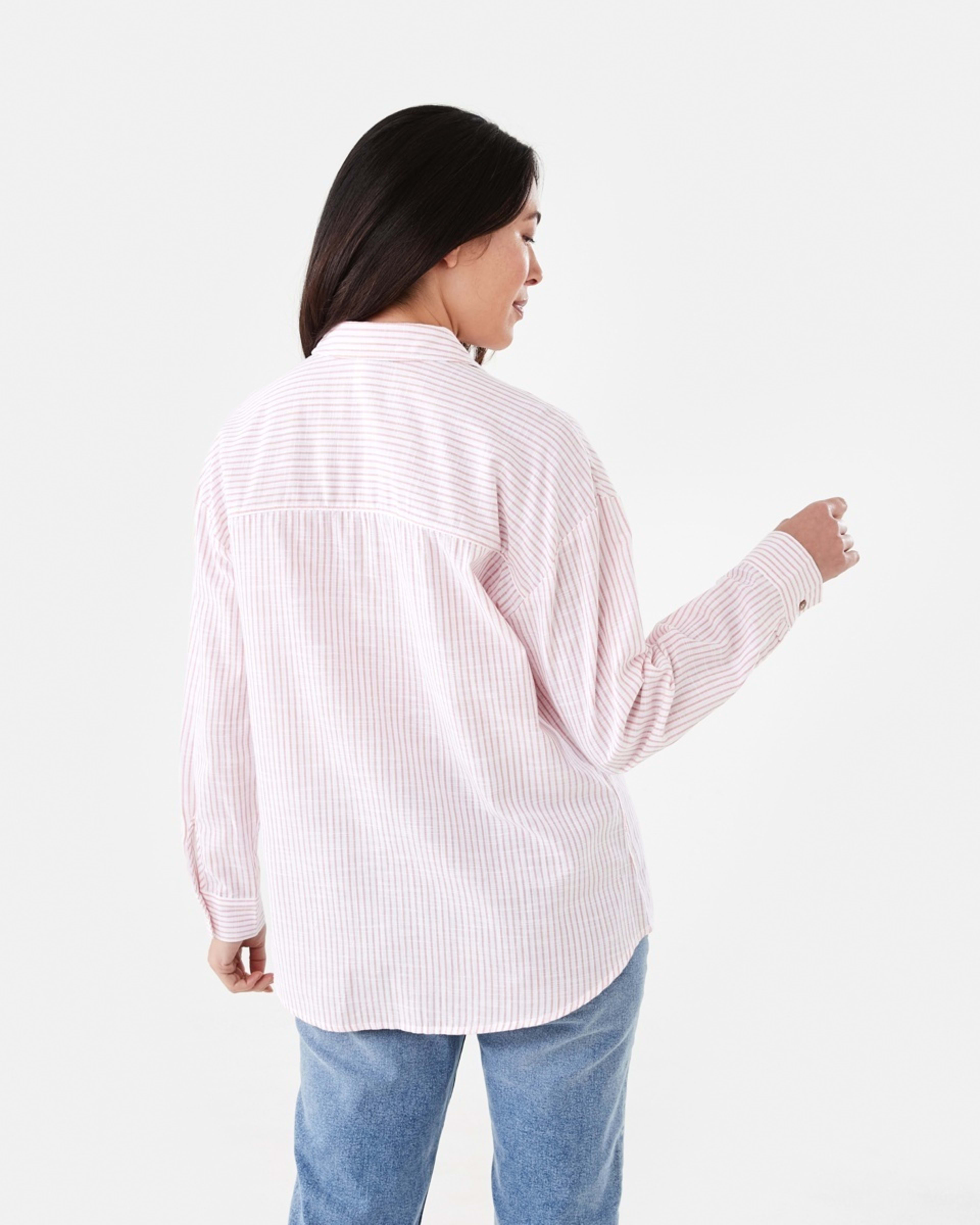 3 Long Roll Sleeve Cotton Shirt Strp Pink, 3 of 6