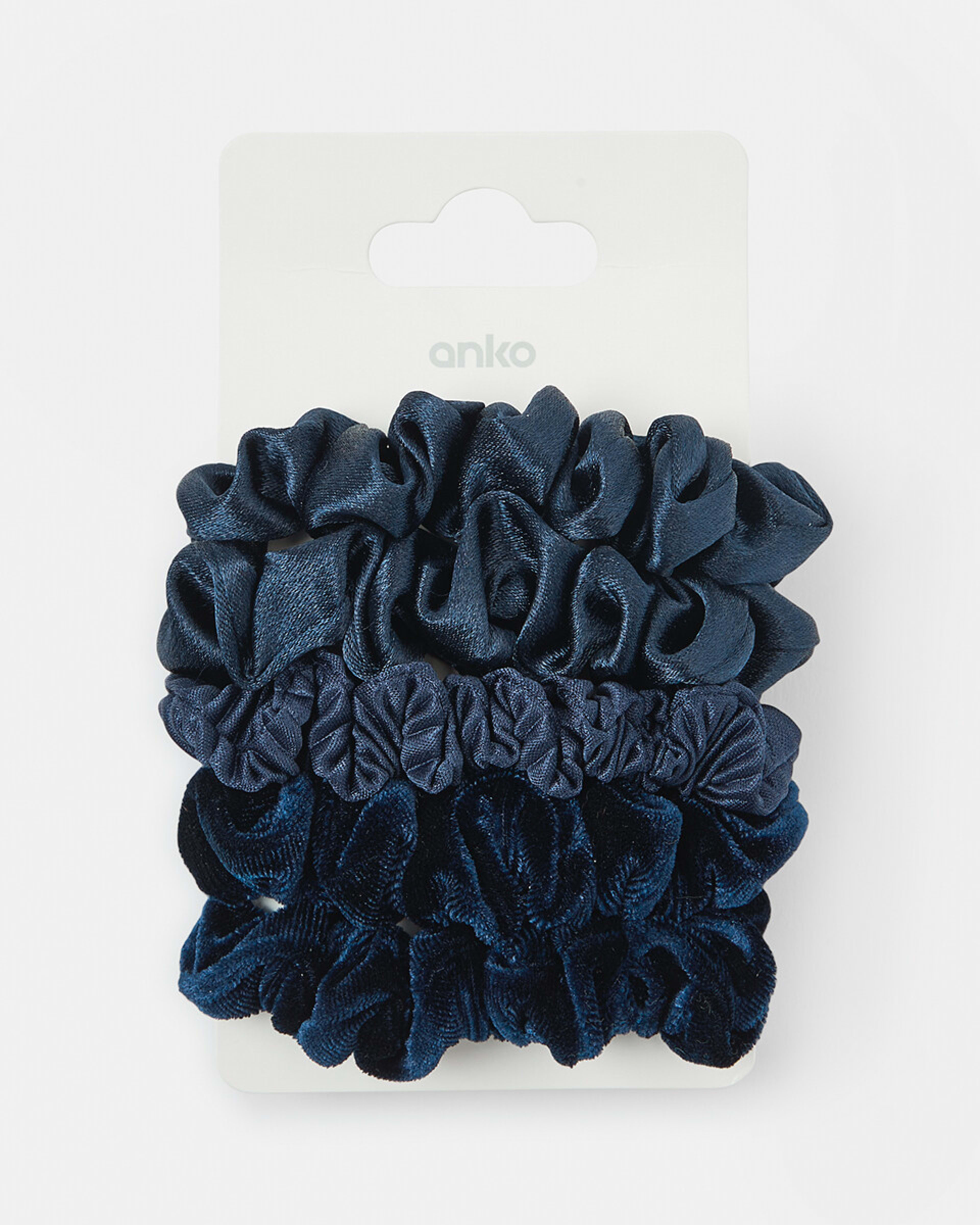 5 5 Pack Mini Textured Hair Scrunchies Navy, 5 of 5