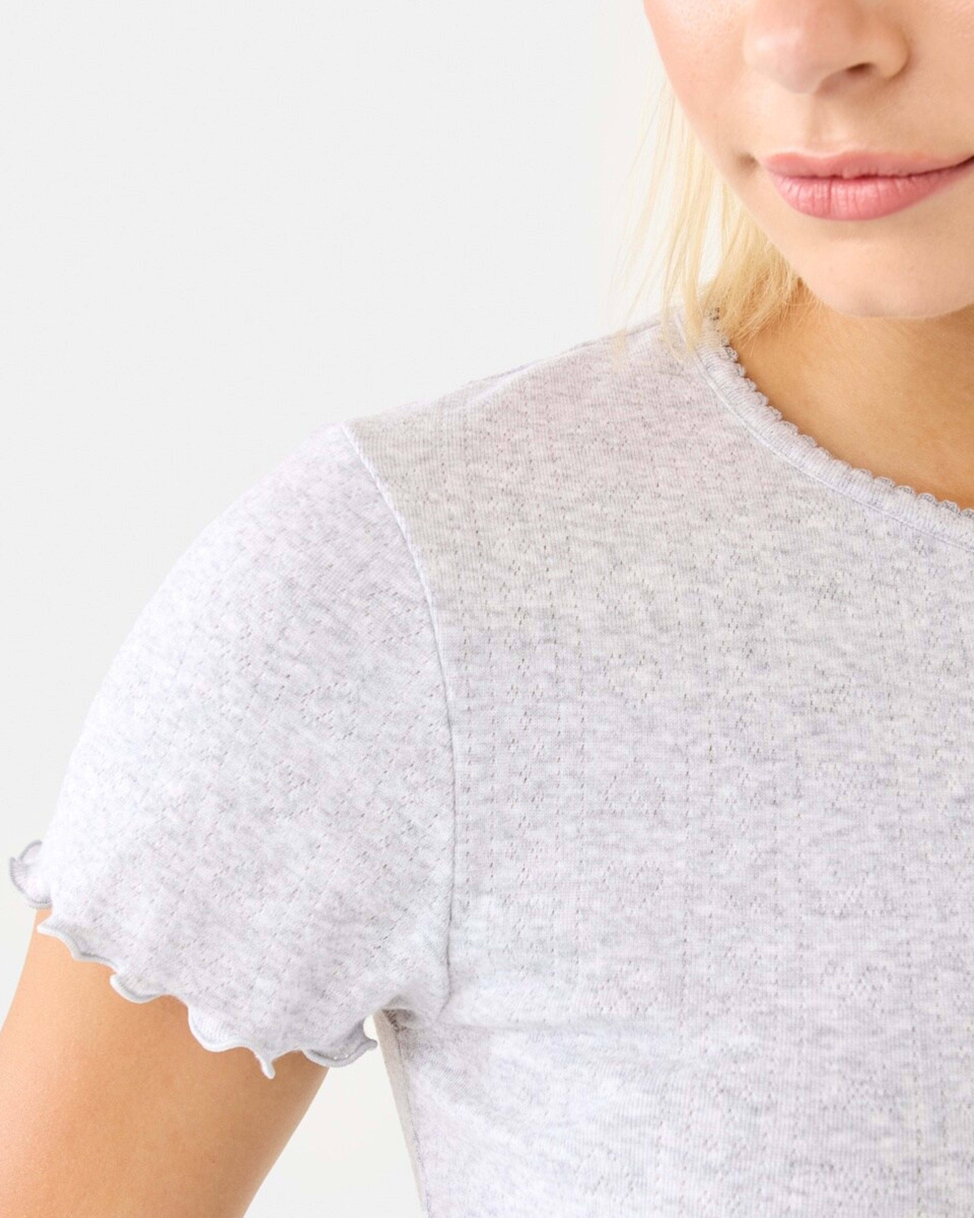 9 Pointelle Lettuce Hem T-shirt Slvr Marle, 9 of 9