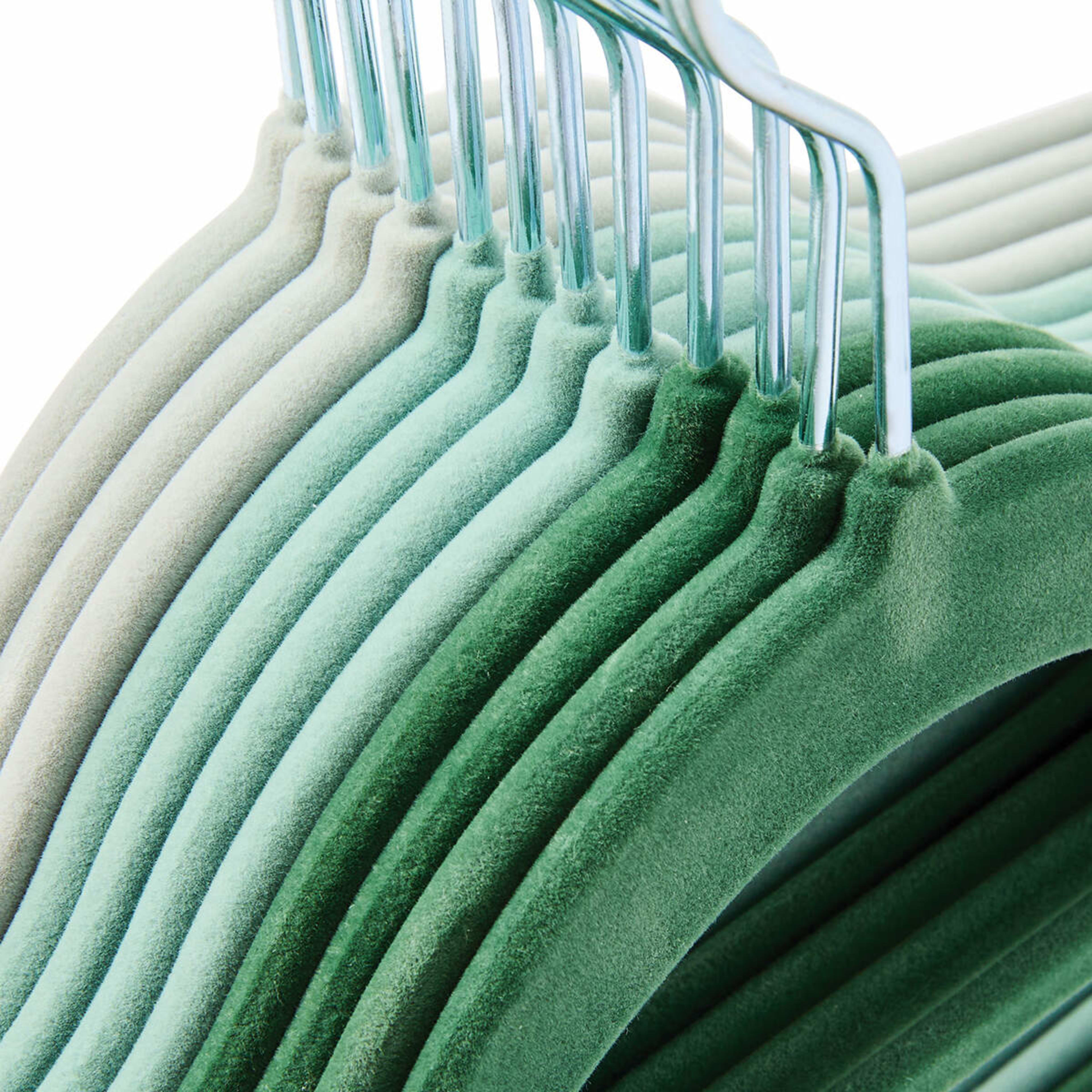 8 12 Pack Flocked Hangers - Green, 8 of 8