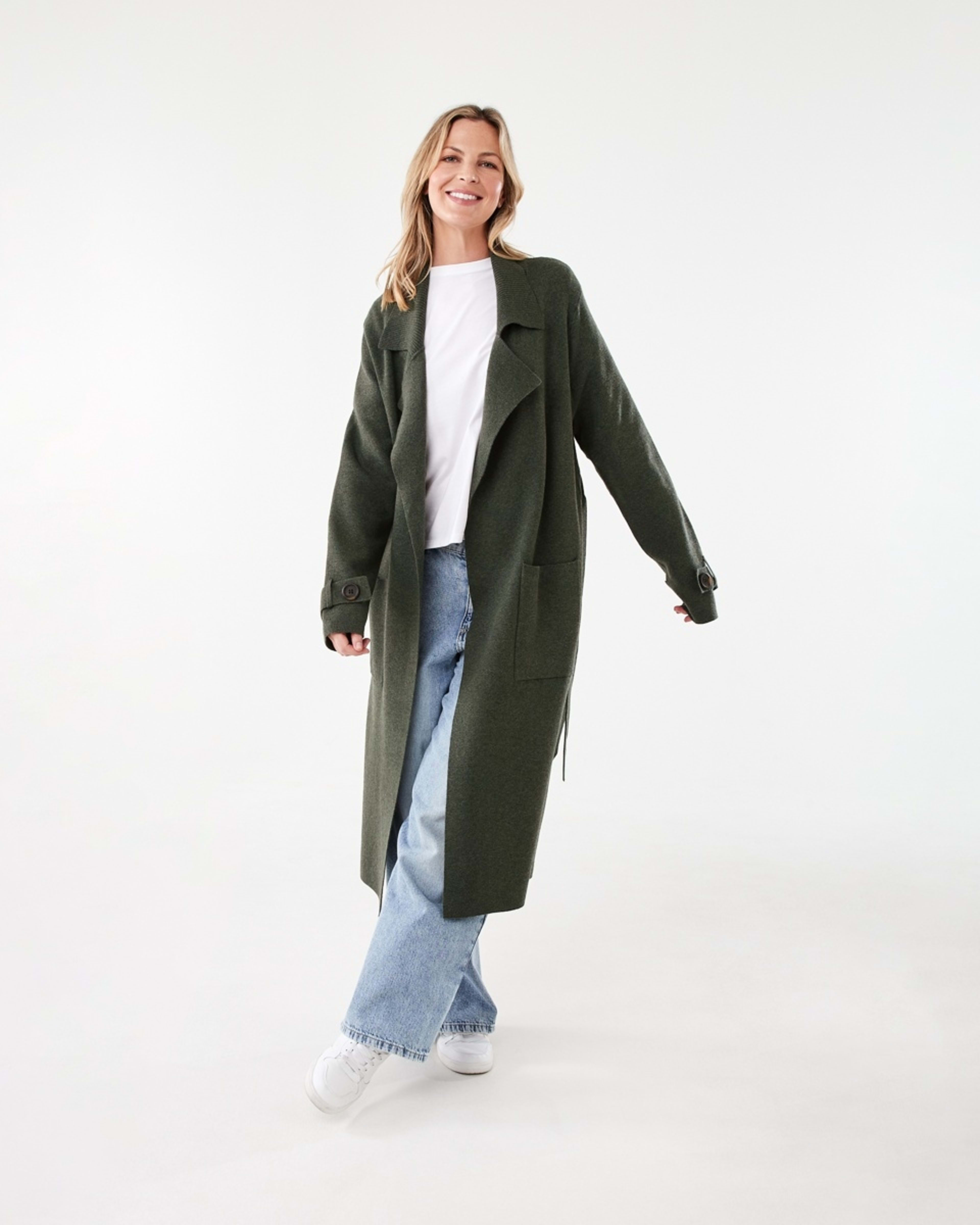 1 Trench Coatigan Grn Olive